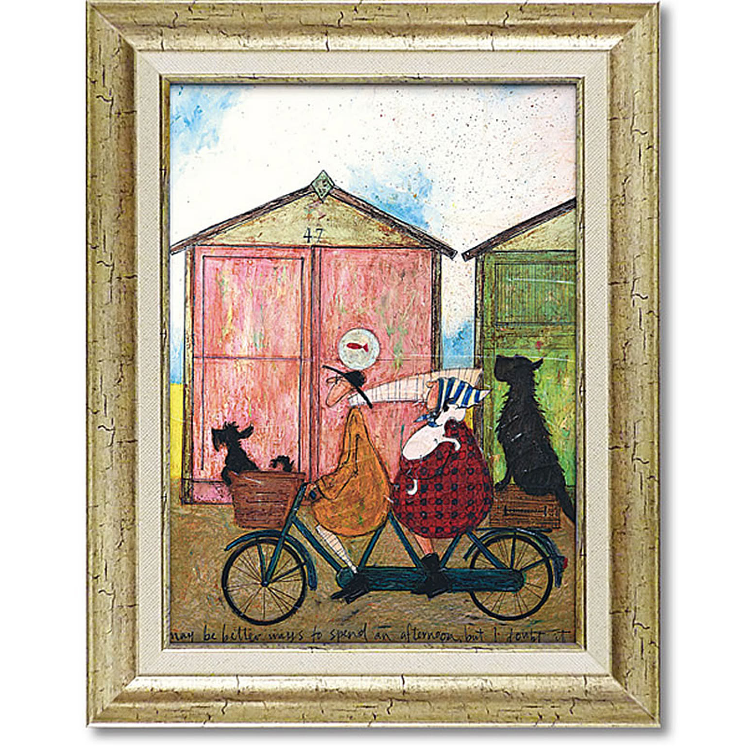 サムトフト 至福な午後のひととき Gel加工 絵画 インテリア 額入り 自転車 犬