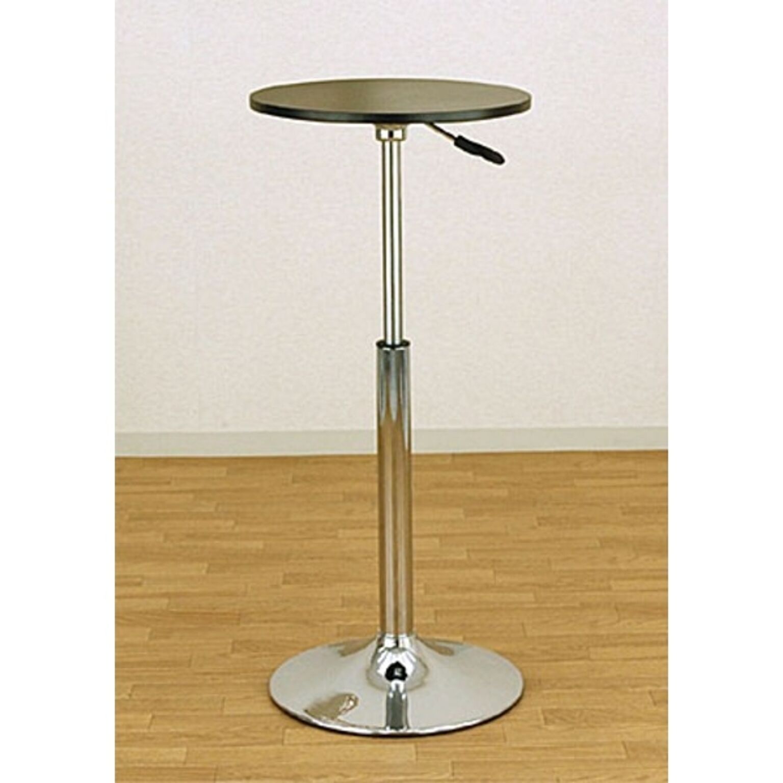 バーテーブル(ガス圧昇降式テーブル) 丸型/直径40cm 360度回転 ブラック(黒)