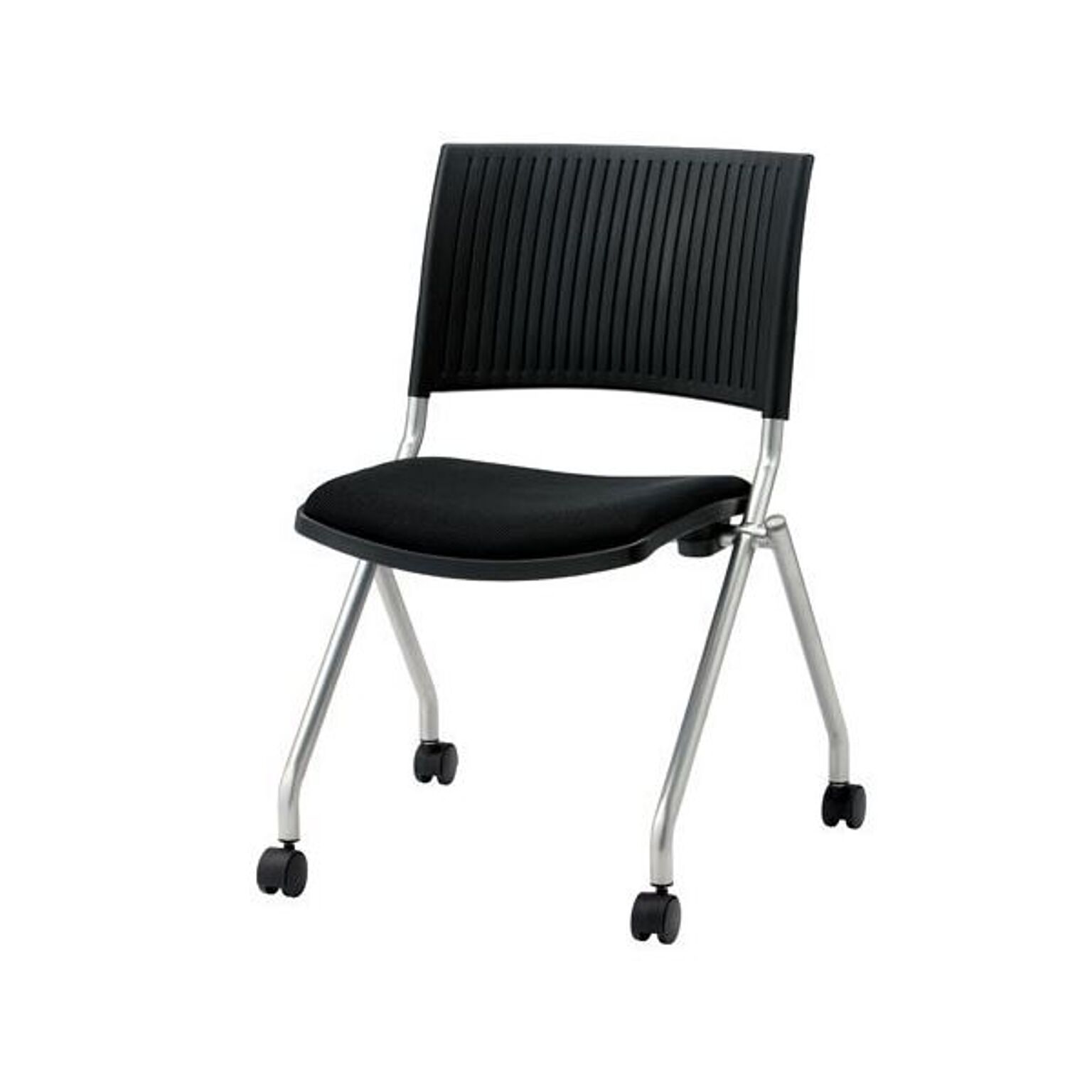 ジョインテックス 会議椅子(スタッキングチェア/ミーティングチェア) 肘なし キャスター付き FJC-K5 ブラック 完成品