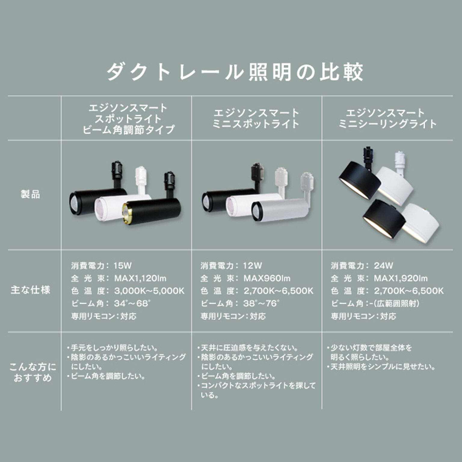 Edison Smart LEDスポットライト ビーム角調節タイプ ホワイト 2個 ...