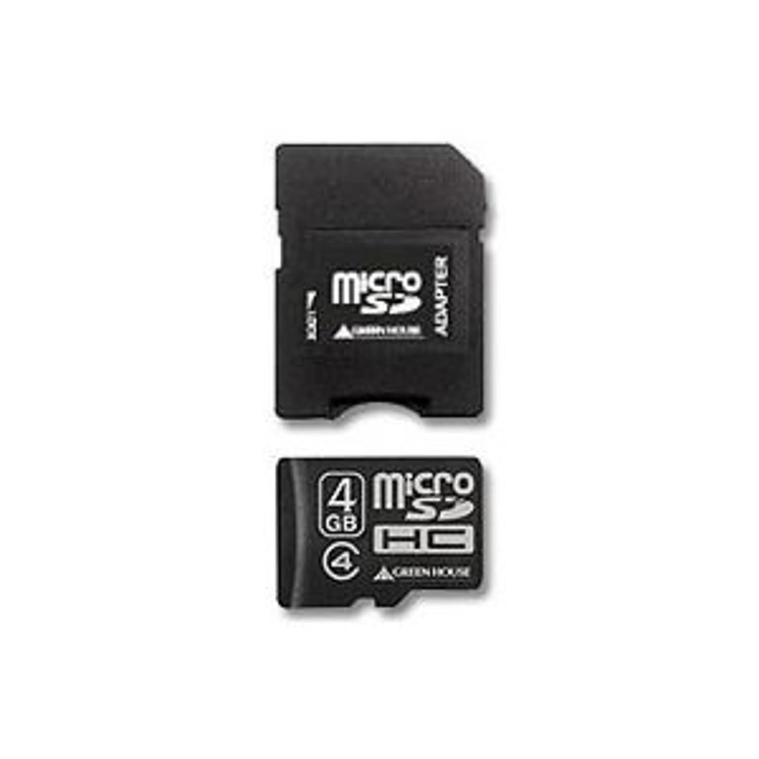 (まとめ) グリーンハウス microSDHCカード4GB Class4 防水仕様 SDHC変換アダプタ付 GH-SDMRHC4G4 1枚 【×10セット】