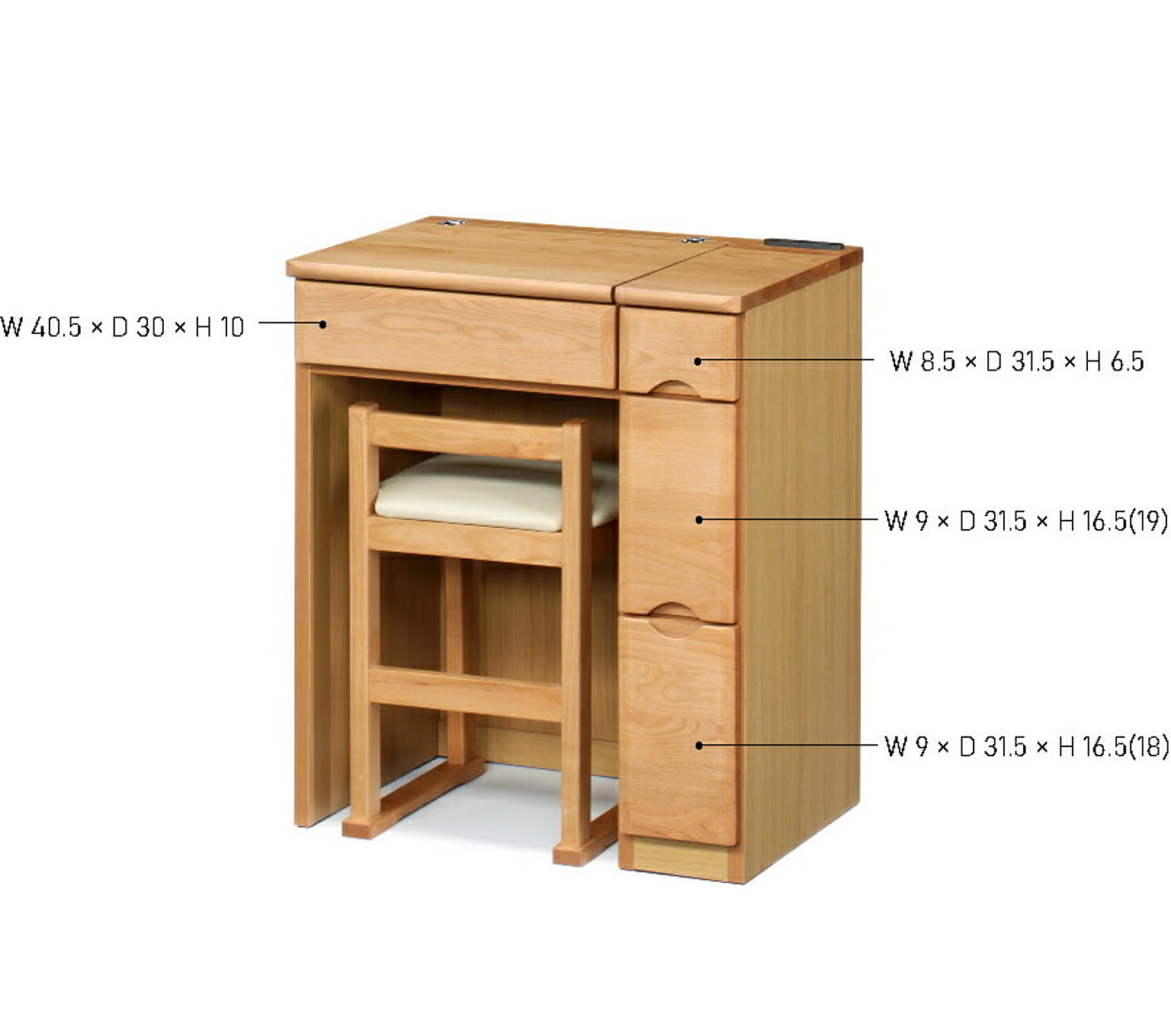ドレッサー 完成品 天然木 アルダー 無垢 デスク 机 スツール付 椅子付 背面収納 収納 おしゃれ ナチュラル シンプル 可愛い かわいい 1面  一面鏡 鏡台 鏡 ミラー 北欧 送料無料 | 店舗,株式会社インター・セクション | 大川市公式オンラインショップ【大川木工まつり常設展
