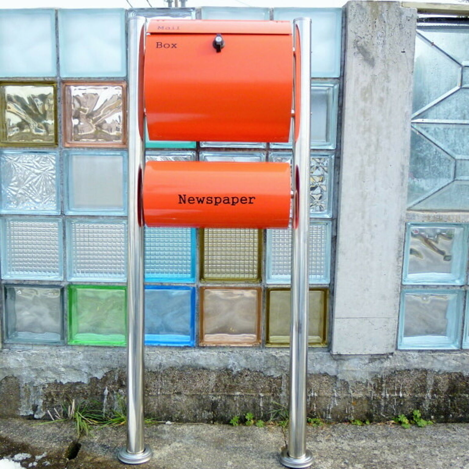 郵便ポスト 郵便受け 錆びにくい メールボックス スタンドタイプ オレンジ色 ステンレスポスト (orange)