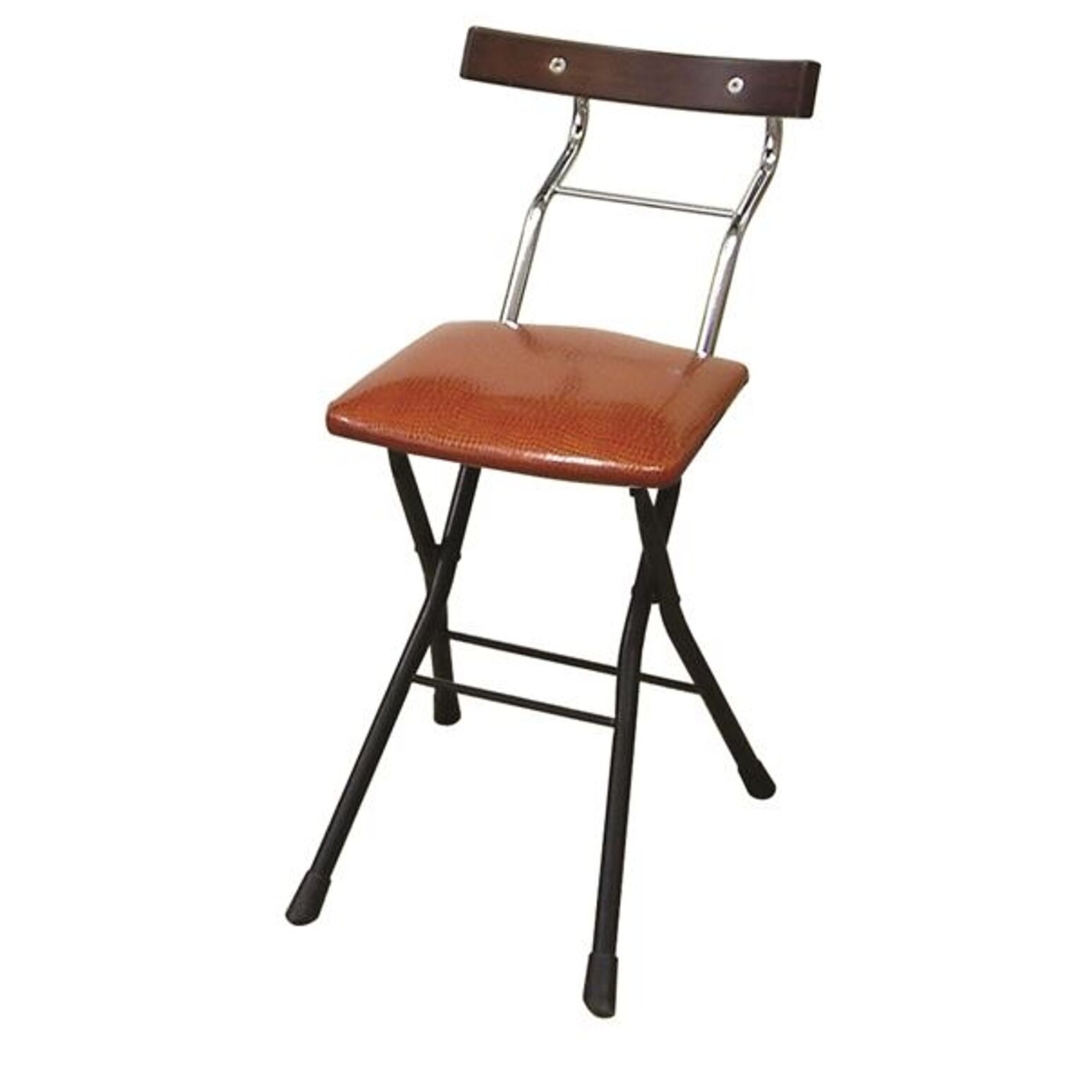折りたたみ椅子 【リザードブラウン×ブラック＋ダークブラウン】 幅36cm 日本製 スチールパイプ 『ロイドチェア』【代引不可】