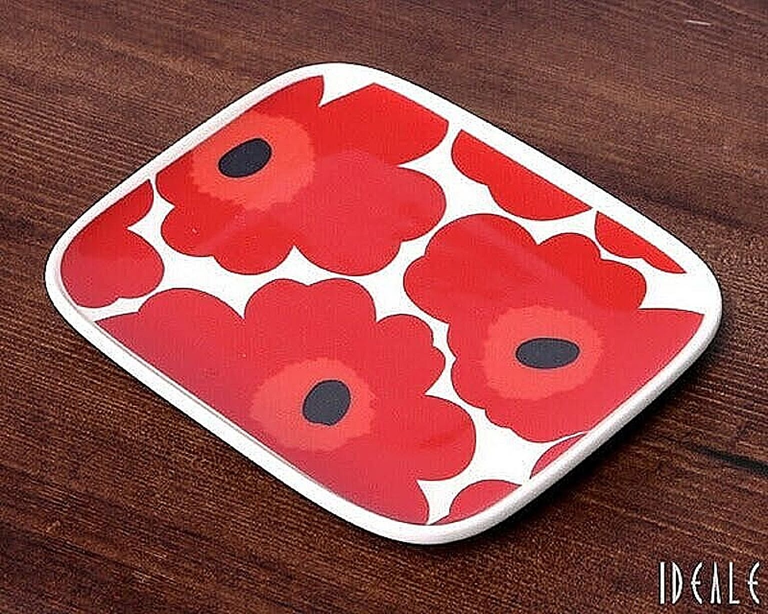 マリメッコ ウニッコ プレート 15x12cm レッド marimekko UNIKKO