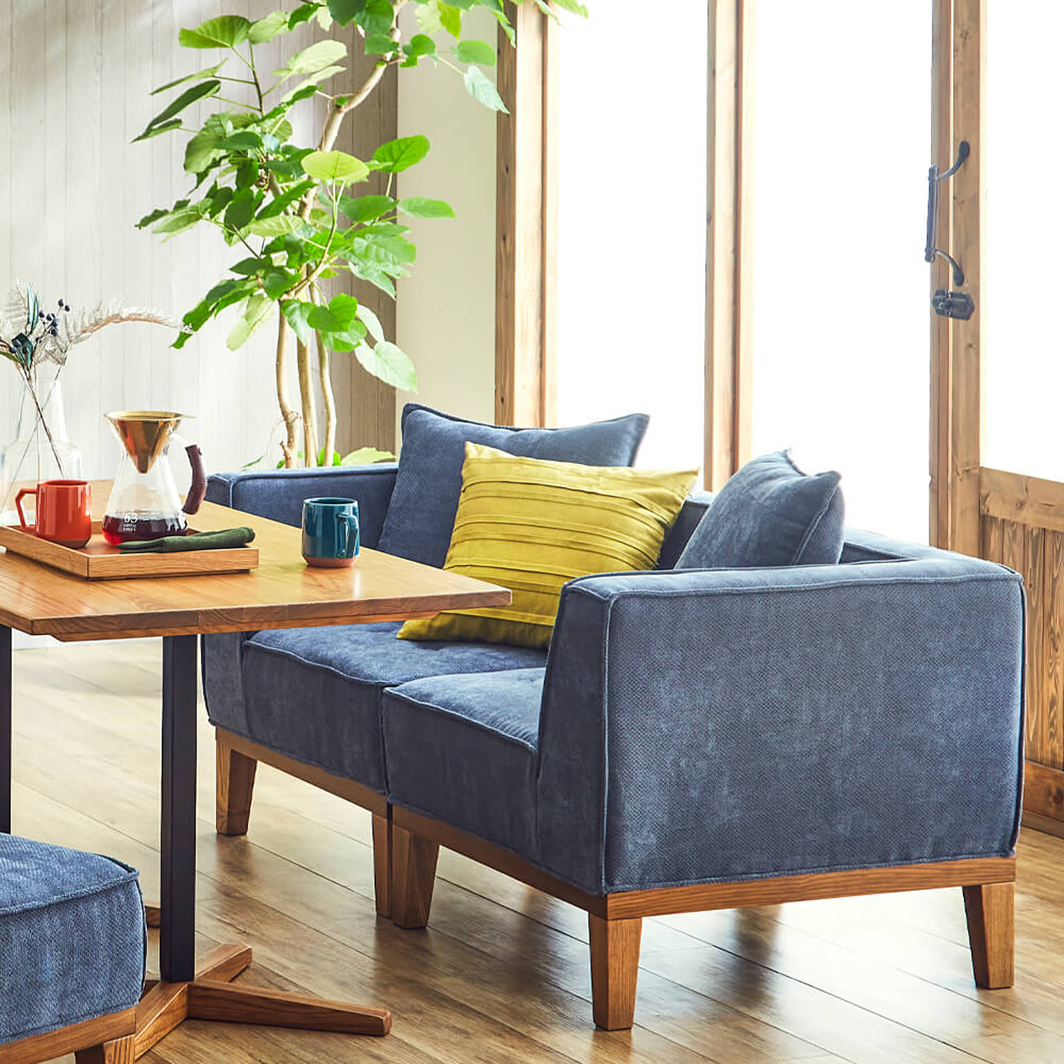 Nebula 2人掛けソファー クッション付き 4点セット ブルー - 通販