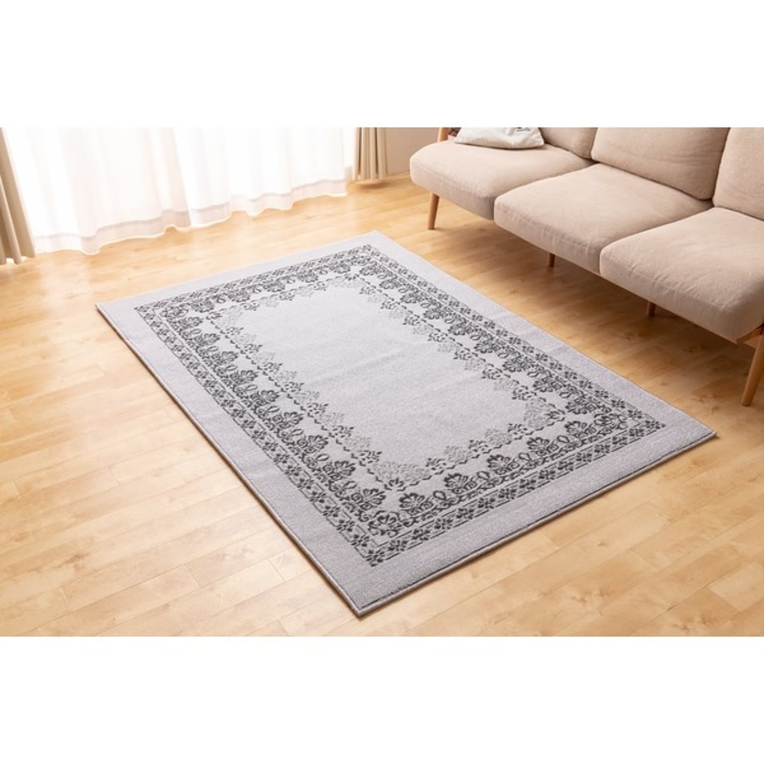 ラグマット/絨毯 【190×240cm グレージュ】 長方形 抗菌 防臭 防ダニ 防音 遮音性 耐久性 日本製 ラグマット(NT) 〔リビング〕
