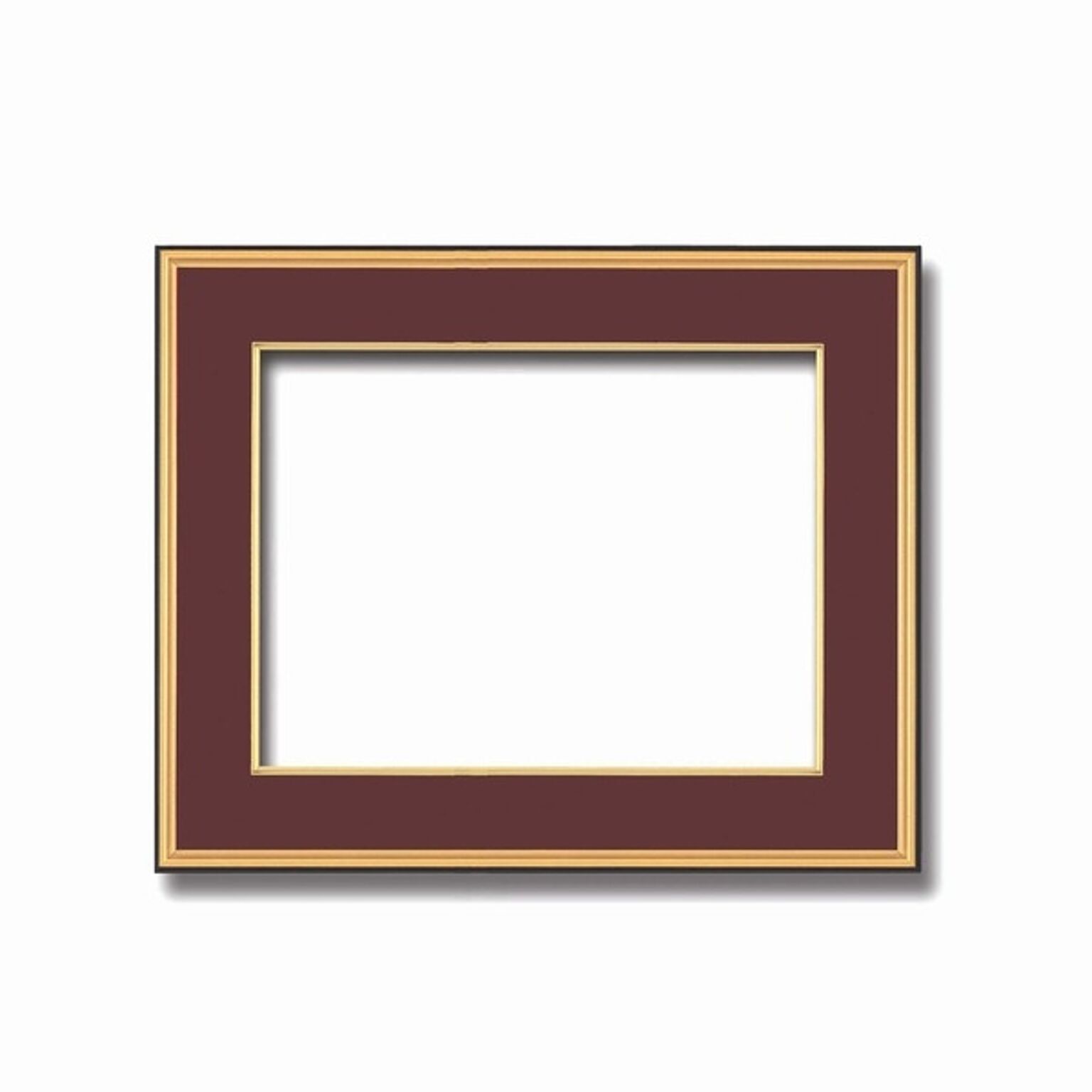 【和額】黒い縁に金色フレーム　日本画額　色紙額　木製フレーム　■黒金　色紙F8サイズ(455×380mm)　エンジ