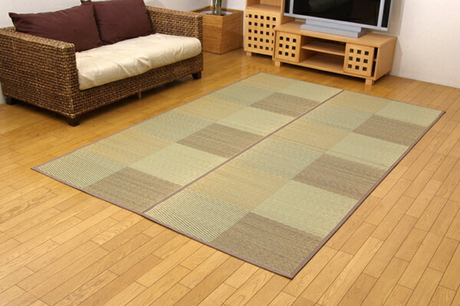 い草花ござカーペット 『DXパルコ裏貼CP』 ブラウン 江戸間6畳（約261×352cm) （裏:不織布）【ブラウン】 