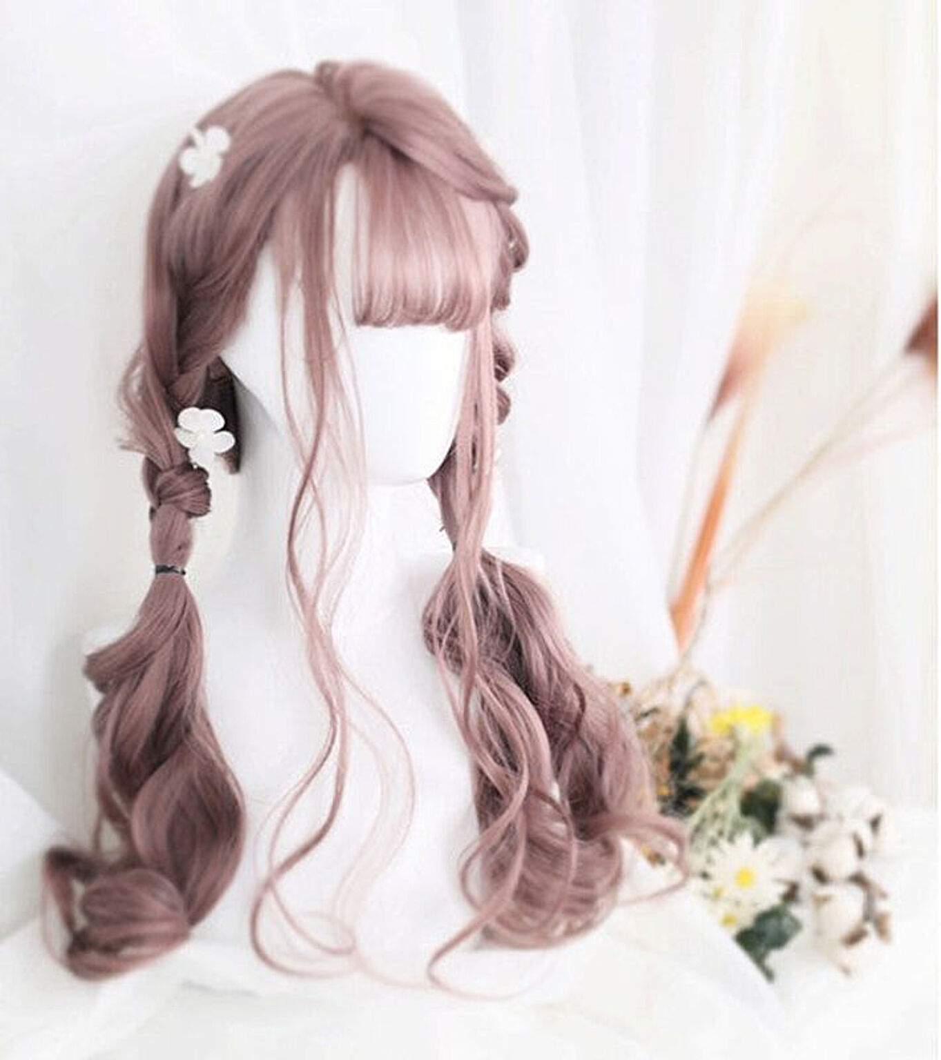 ピンク　ローズ　フルウィッグ 自然 軽量 小顔効果 ナチュラル 調整可能 サラツヤ 姫カット かわいい 綺麗 髪