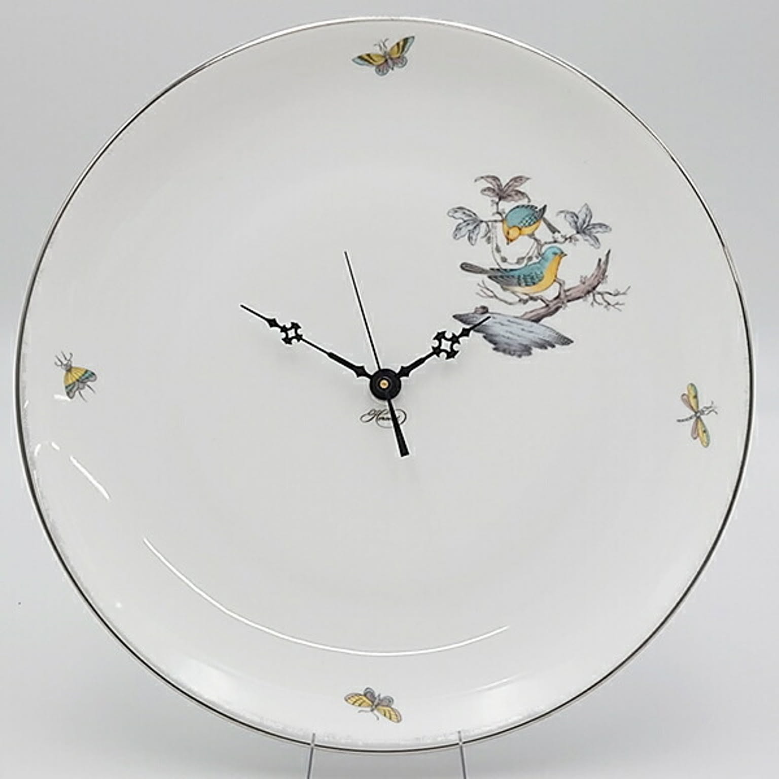 ヘレンド　ロスチャイルドバード･プラチナ　クロックプレート29cm　O-ROE-PT-07556-0-47　洋食器　ハンガリー　ハンドペイント