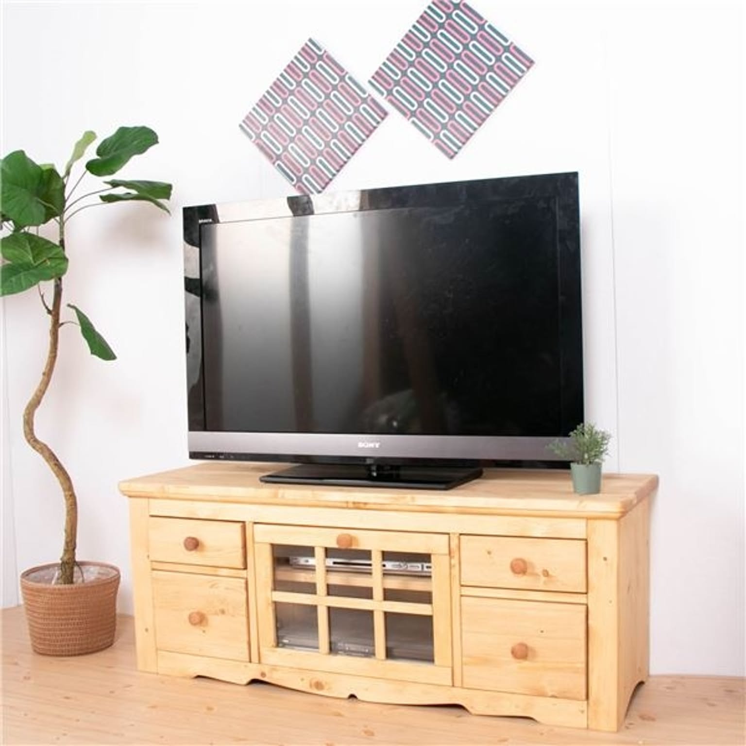 テレビ台 テレビボード 120×45×90cm ナチュラルブラウン 木製 引き出し