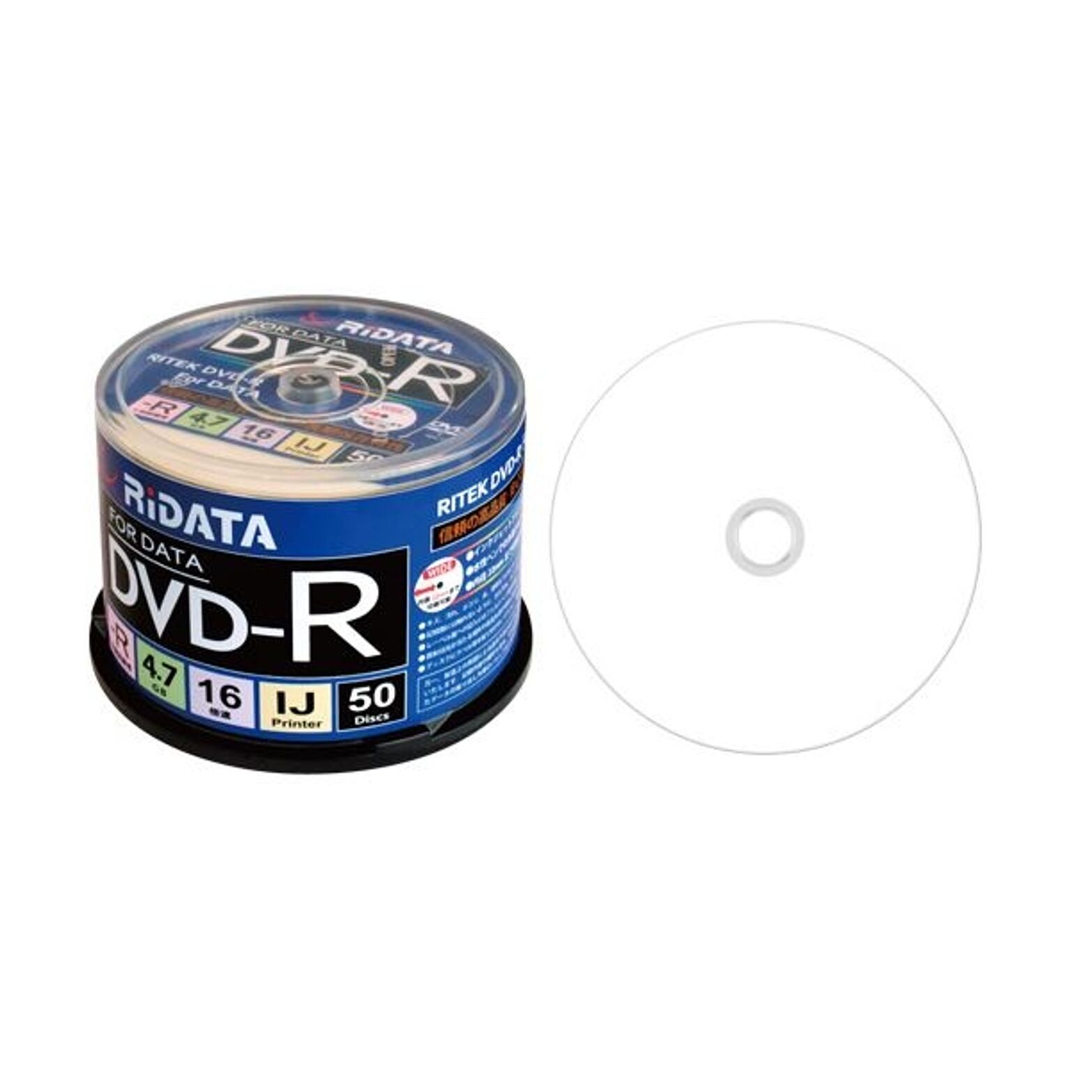 (まとめ) RiDATA データ用DVD-R4.7GB 1-16倍速 ホワイトワイドプリンタブル スピンドルケース D-R16X47G.PW50SP B1パック(50枚) 【×10セット】