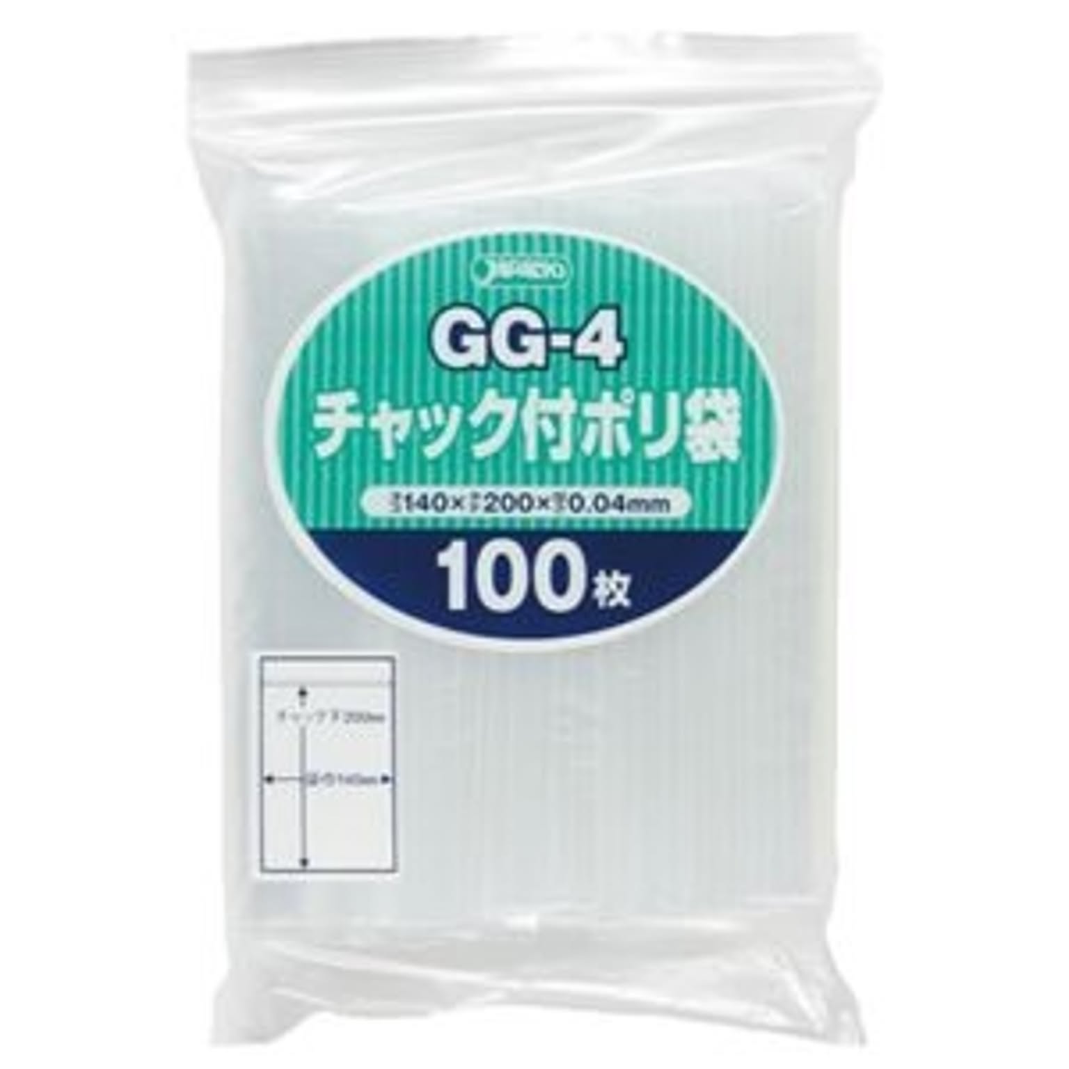 まとめ) ジャパックス チャック付ポリ袋 ヨコ140×タテ200×厚み0.04mm GG-4 1パック(100枚) 【×15セット】 通販  RoomClipショッピング