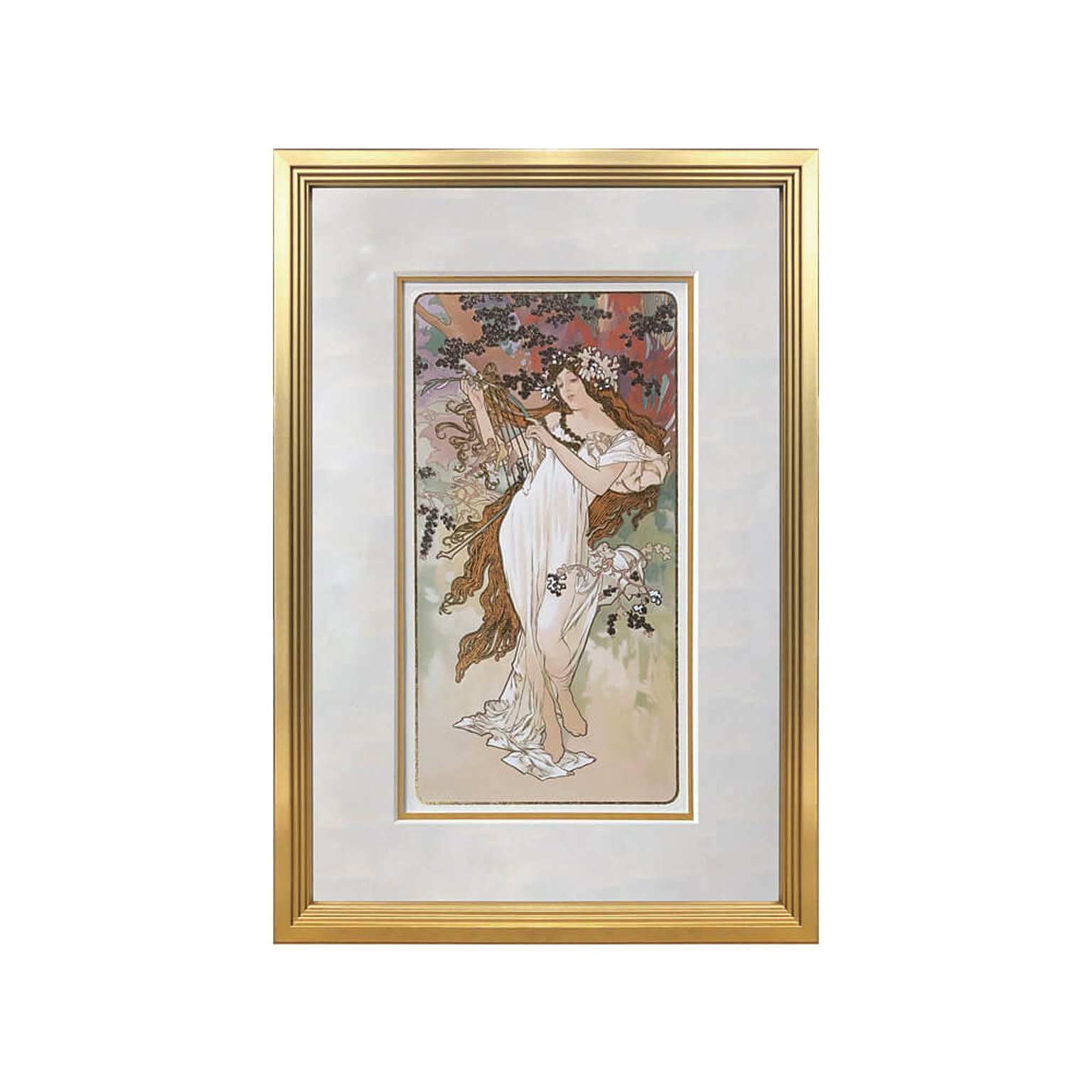 Alfons Mucha（アルフォンス ミュシャ） Spring アートポスター（フレーム付き）  m12216