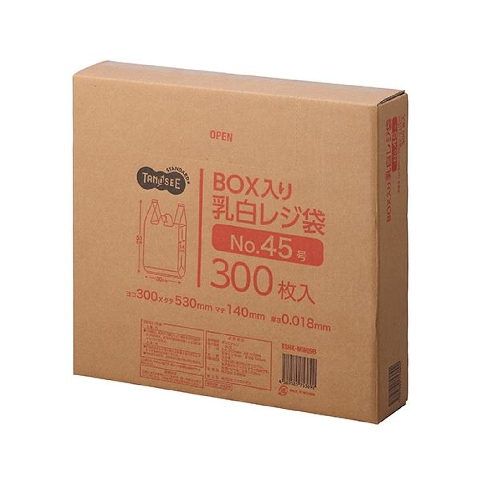 TANOSEE BOX入レジ袋 乳白45号 ヨコ300×タテ530×マチ幅140mm 1箱（300枚） 〔×10セット〕 - 1
