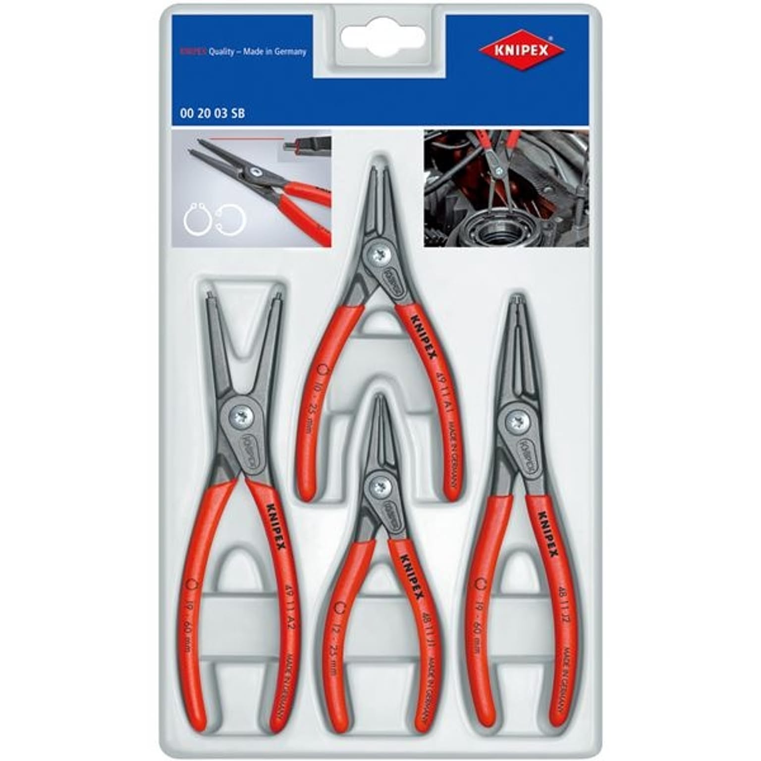 KNIPEX（クニペックス）002003SB 精密スナップリングプライヤーセット（4本組）