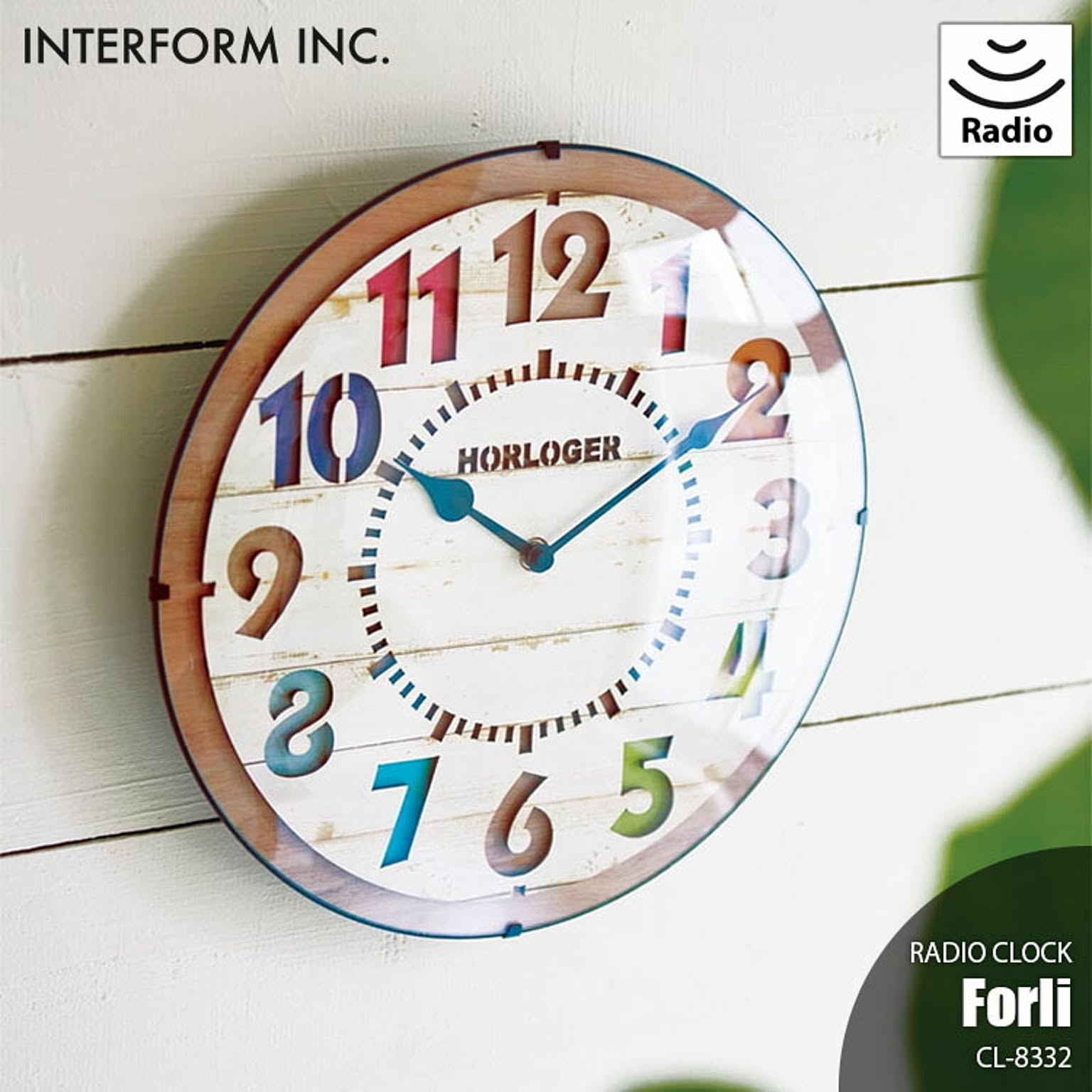 INTERFORM インターフォルム FORLI フォルリ 掛時計 CL-8332 電波時計 壁掛時計 掛け時計 ウォールクロック ステップムーブメント