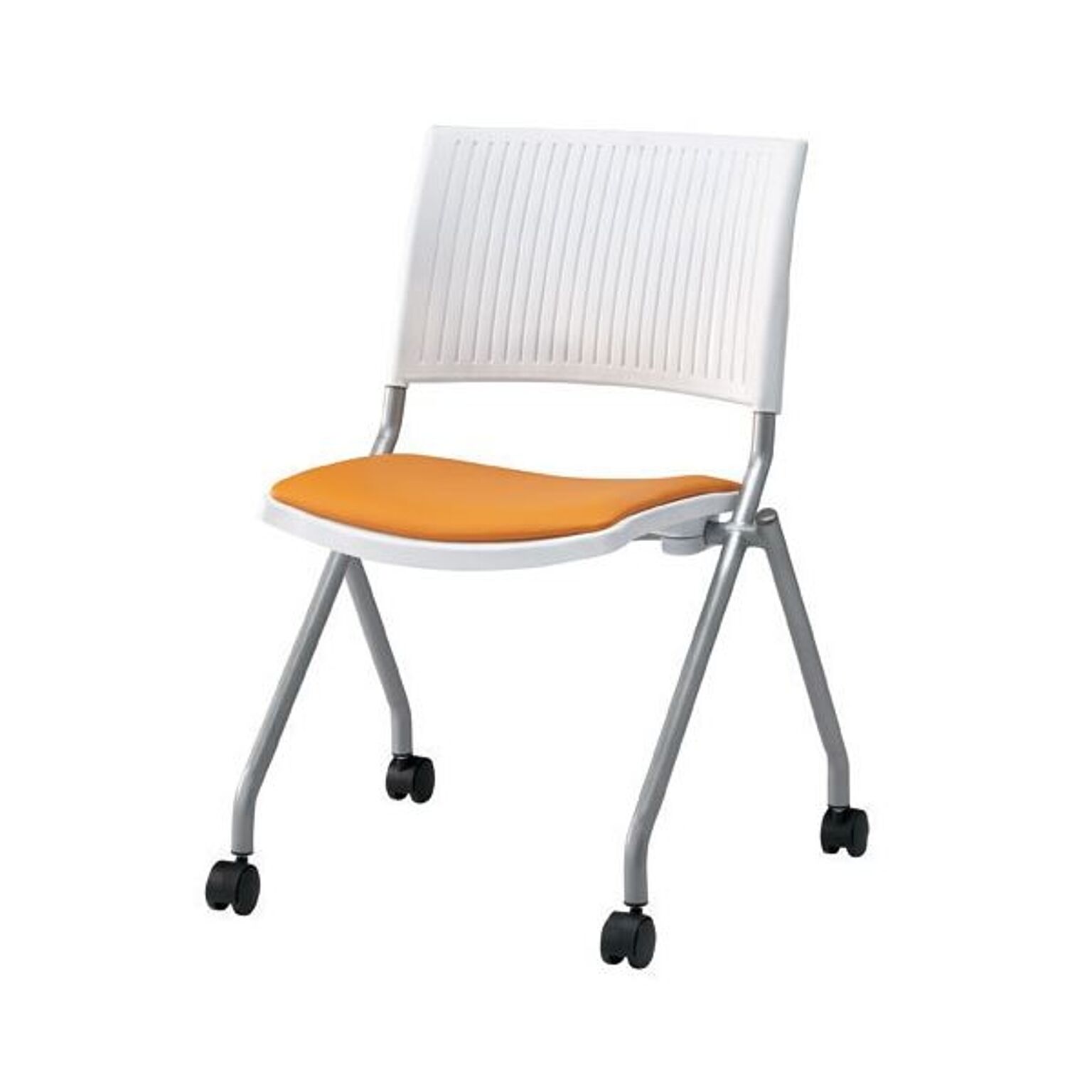ジョインテックス 会議椅子(スタッキングチェア/ミーティングチェア) 肘なし 座面：合成皮革(合皮) キャスター付き FJC-K6L OR 完成品