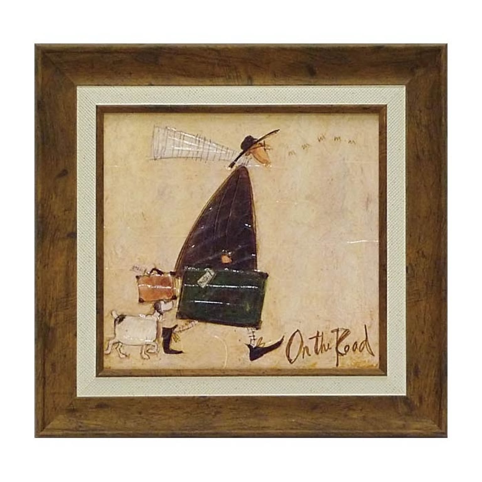 サムトフト 道の上で Gel加工 絵画 インテリア 額入り トランク 犬