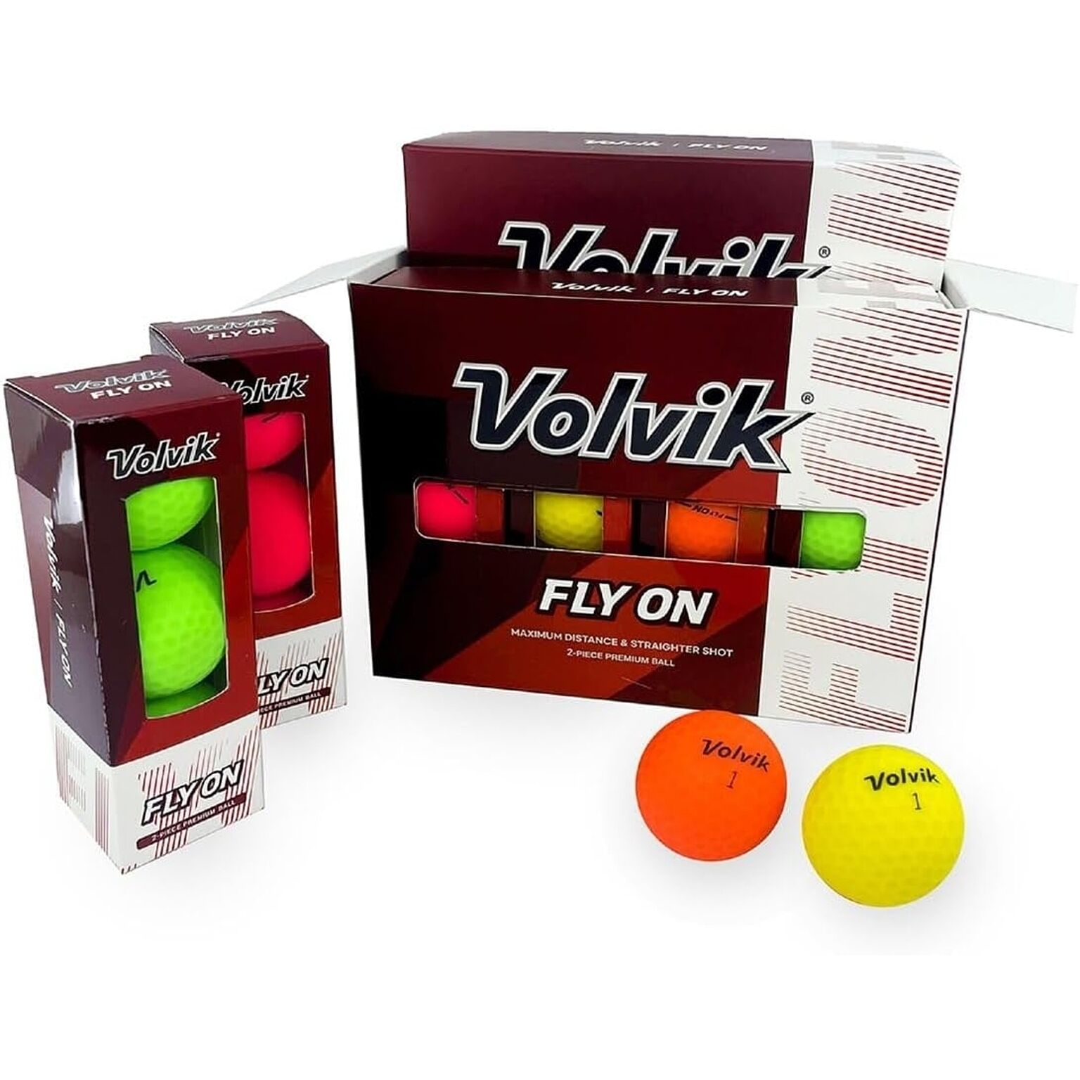Volvik ボルビック フライオン ゴルフボール マット仕上げ 2ピース構造 24球 マルチカラー（オレンジ・グリーン・イエロー・レッド）