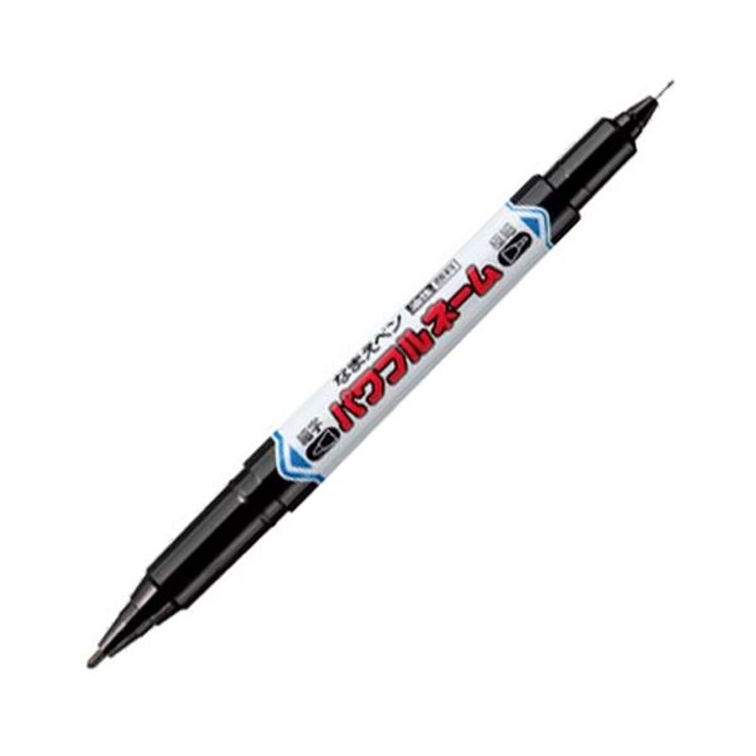 (まとめ) 三菱鉛筆 油性サインペン なまえペン パワフルネームツイン 極細+細字 黒 PNA155T1P.24 1本  【×100セット】