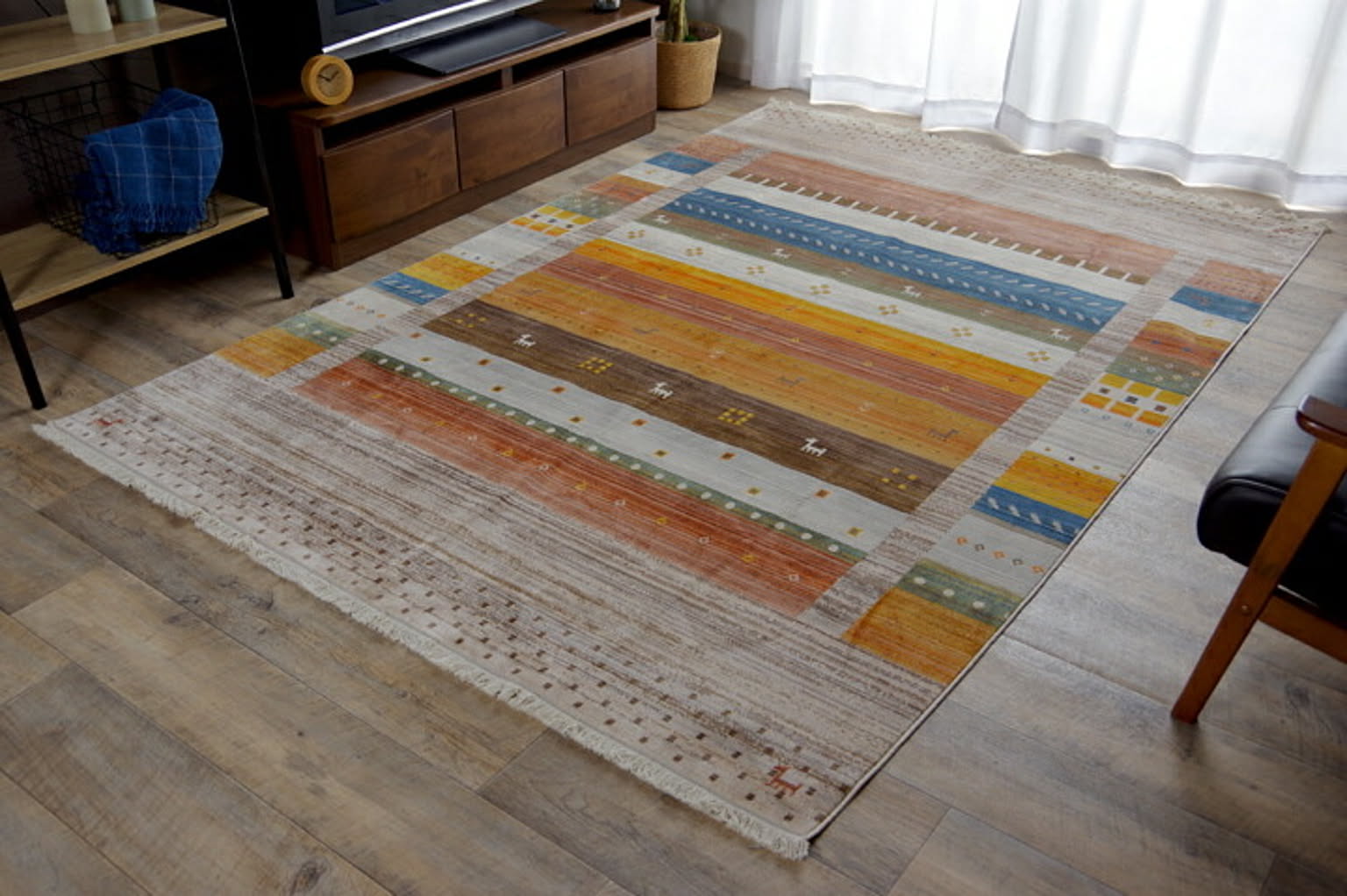 トルコ製 ウィルトン織カーペット 畳めるタイプ コンパクト  アイボリー 約200×250ｃｍ【アイボリー】 