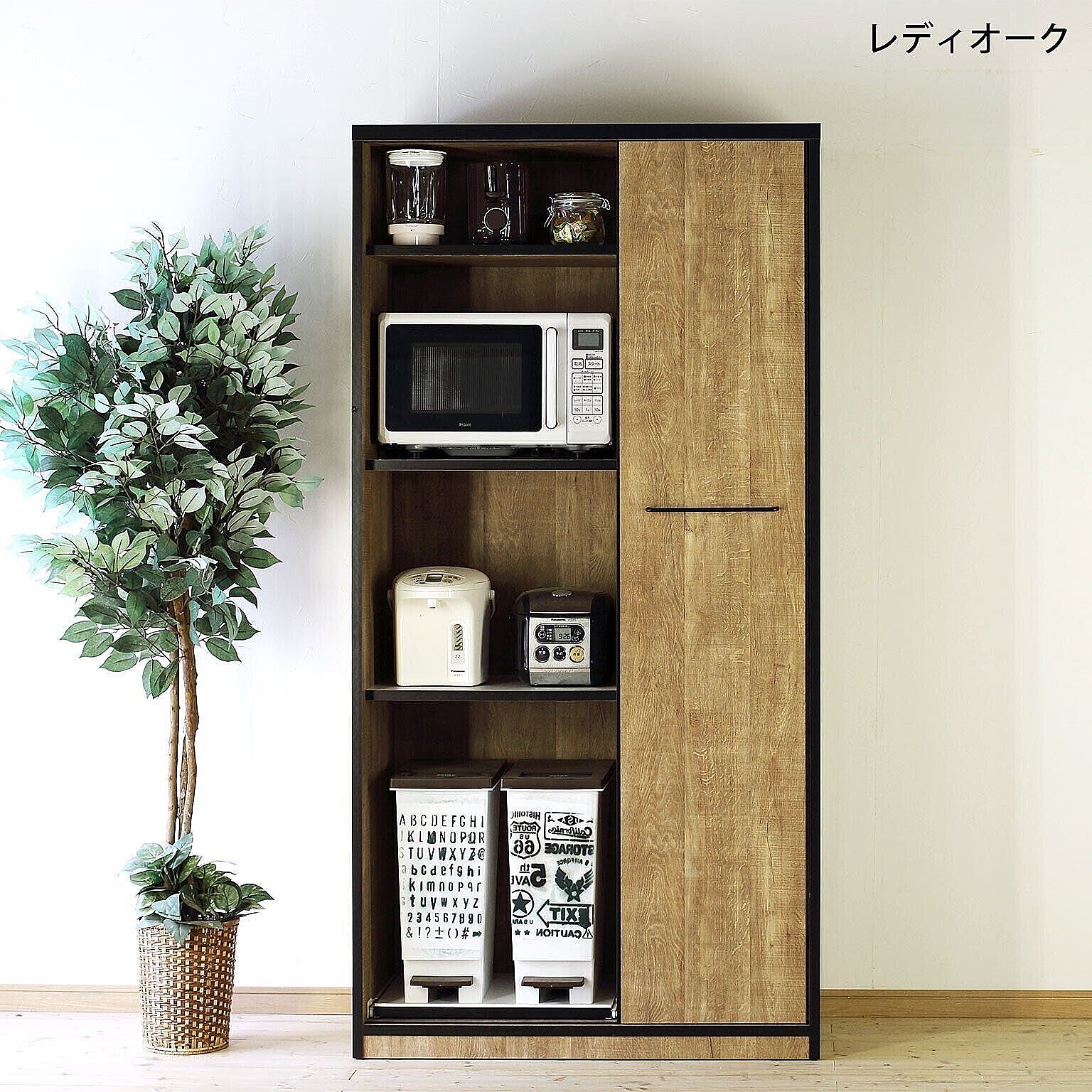 KAGUCOCO L.A.アンティークホワイト食器棚 完成品 幅92.7cm 引き戸式
