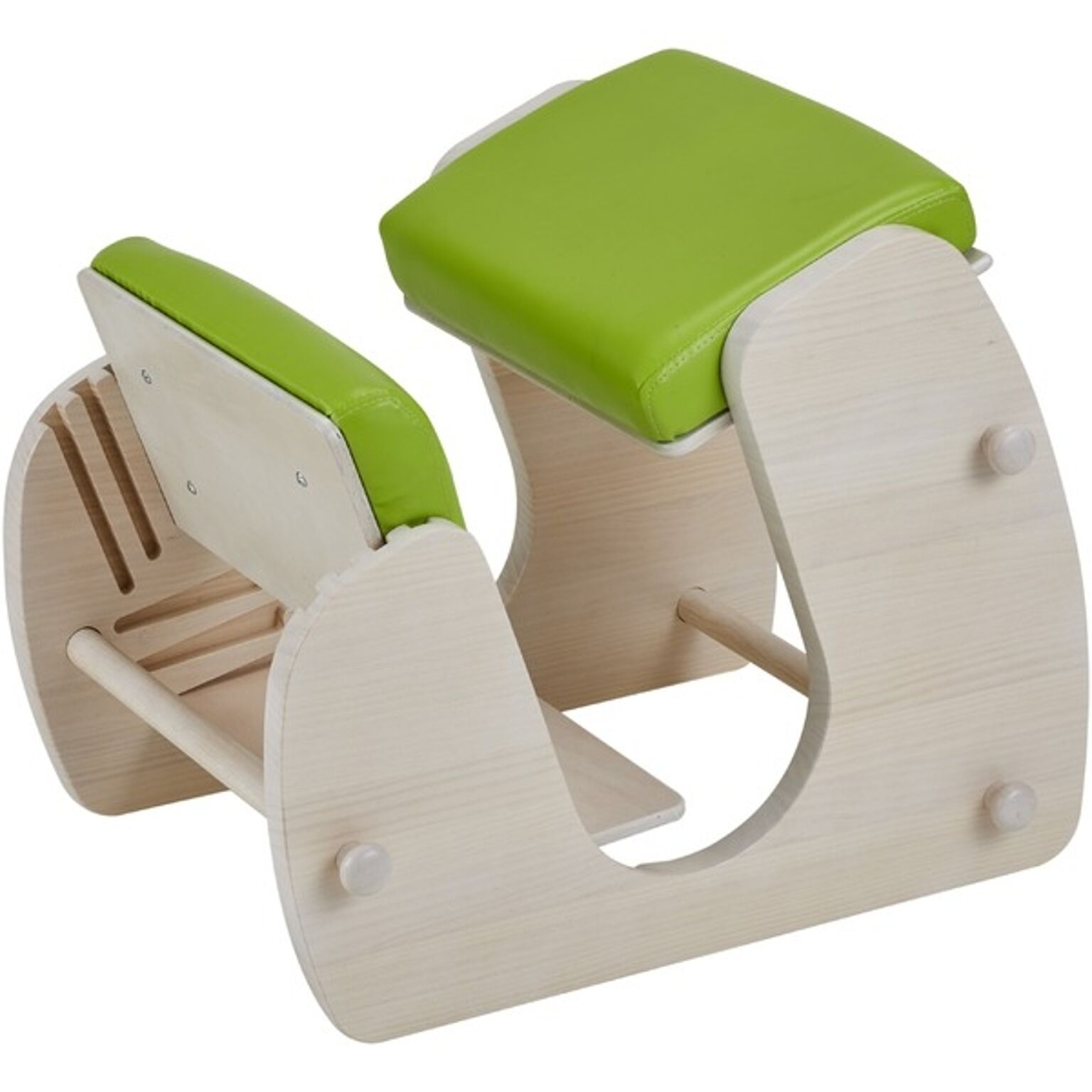 デスクチェア 学習椅子 幅51.5cm ホワイト×グリーンアップル 木製 合皮 Keepy プロポーションチェア 組立品 猫背 姿勢【代引不可】