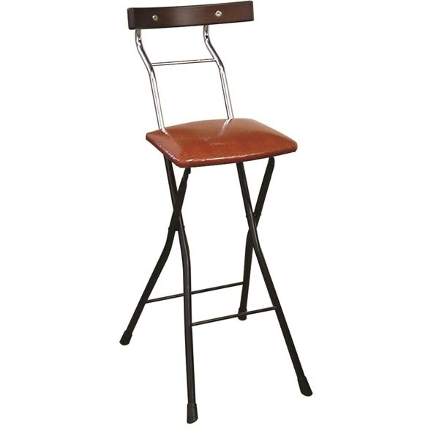 折りたたみ椅子 【リザードブラウン×ブラック＋ダークブラウン】 幅34cm 日本製 スチールパイプ 『ロイドチェア ハイ』【代引不可】