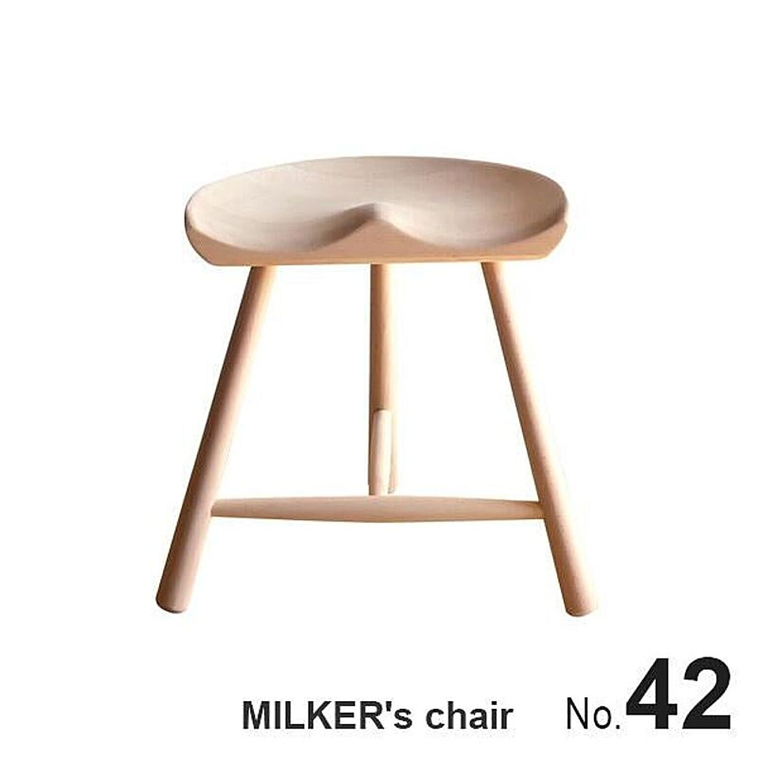 Will-Limited MILKER's チェア No.42 木製 ３本足 スツール 高さ 42cm 無垢材 無塗装 ナチュラル