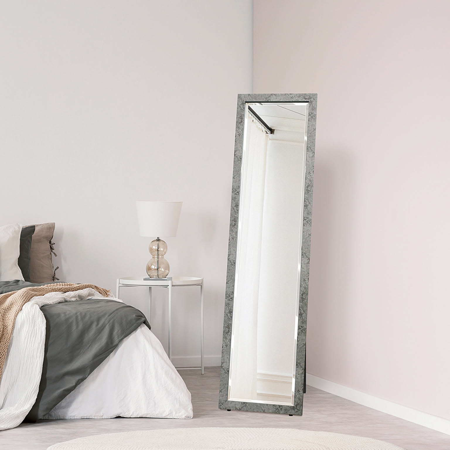 塩川光明堂 大型 鏡 フラワー ウォールミラー アンティーク調 インテリア