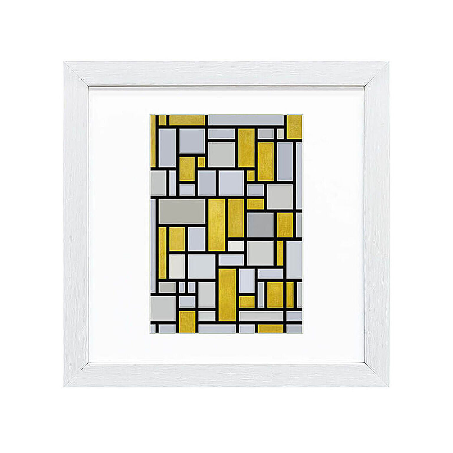 Piet Mondrian（ピエト モンドリアン）  グレイとライト・ブラウンのコンポジション アートポスター（フレーム付き） m11656