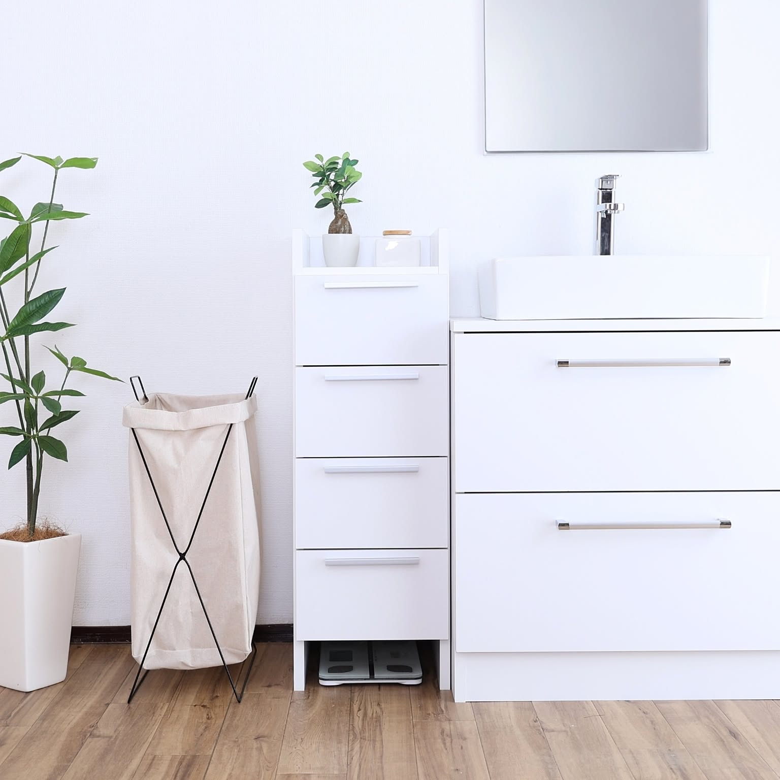 サニタリーチェスト 洗面所収納 引き出し4杯 ランドリー収納 幅30cm 幅45cm 幅60cm 組立家具 木製 日本製 NC-9030H NC-9045H NC-9060H