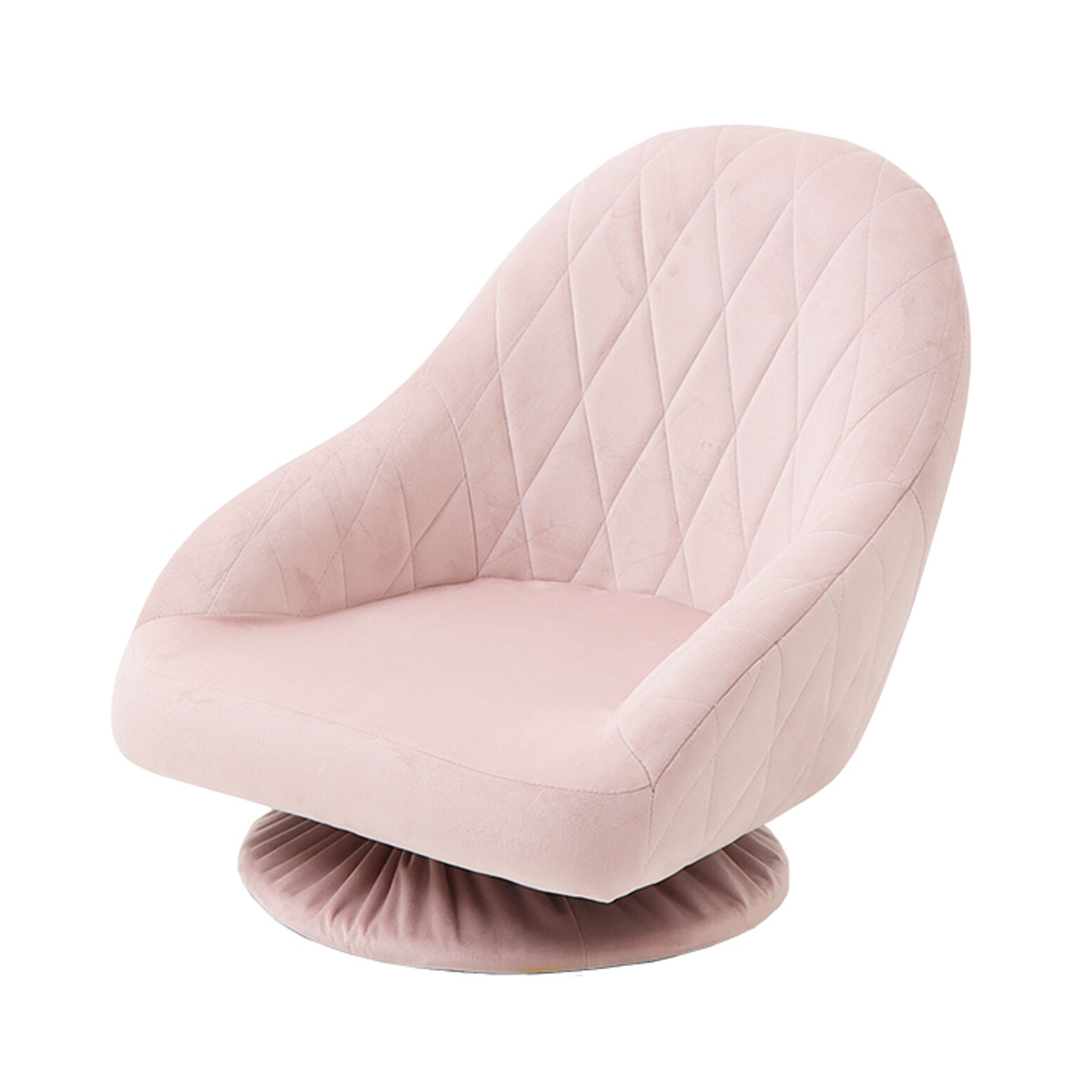 ヤマソロ Palmier フロアソファー 1人掛け コンパクト回転座椅子 ホワイトダイヤ柄 ピンク