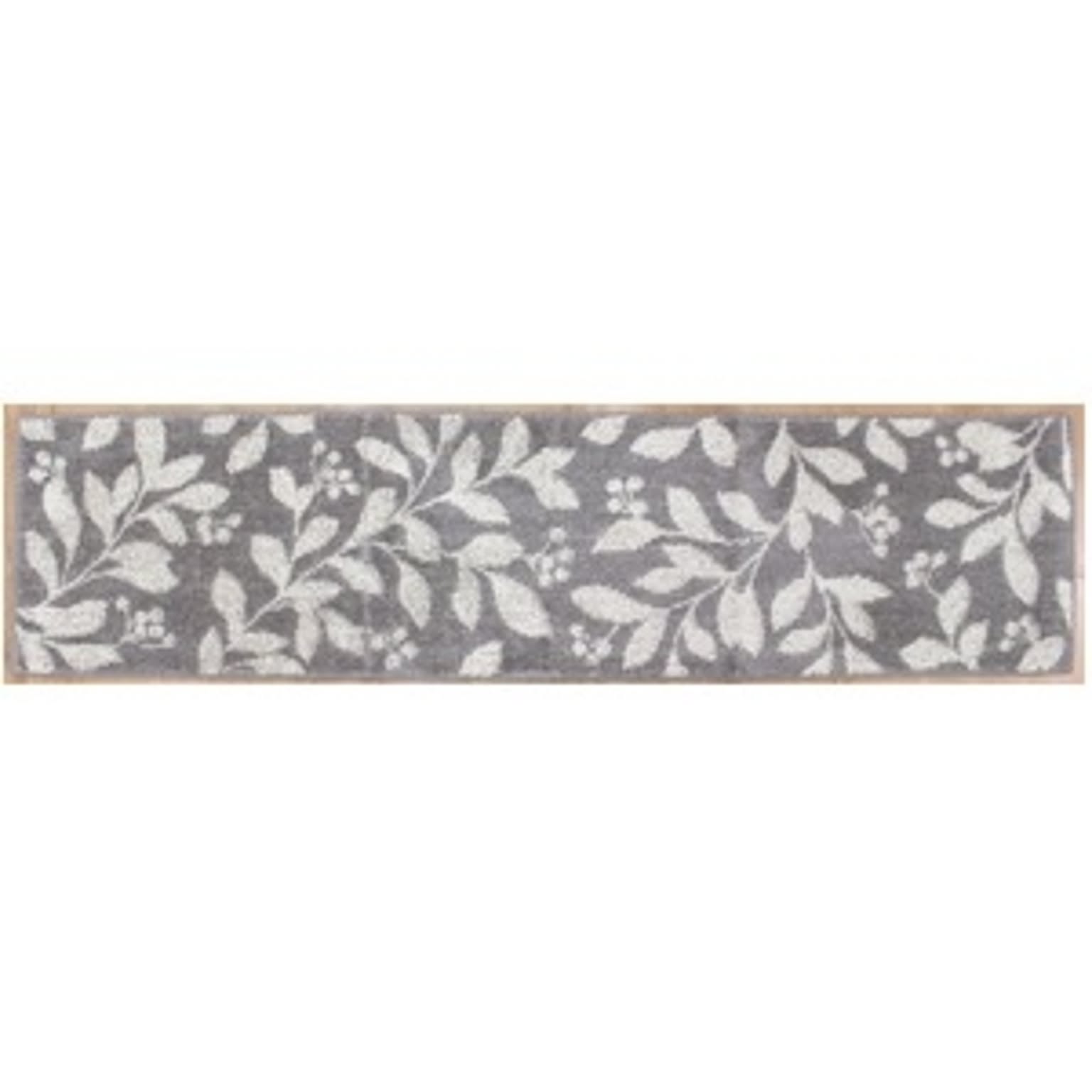 15個セット キッチンマット/台所マット 45×180cm グレー 長方形 防滑加工 スティルリーフ コーナー吸着