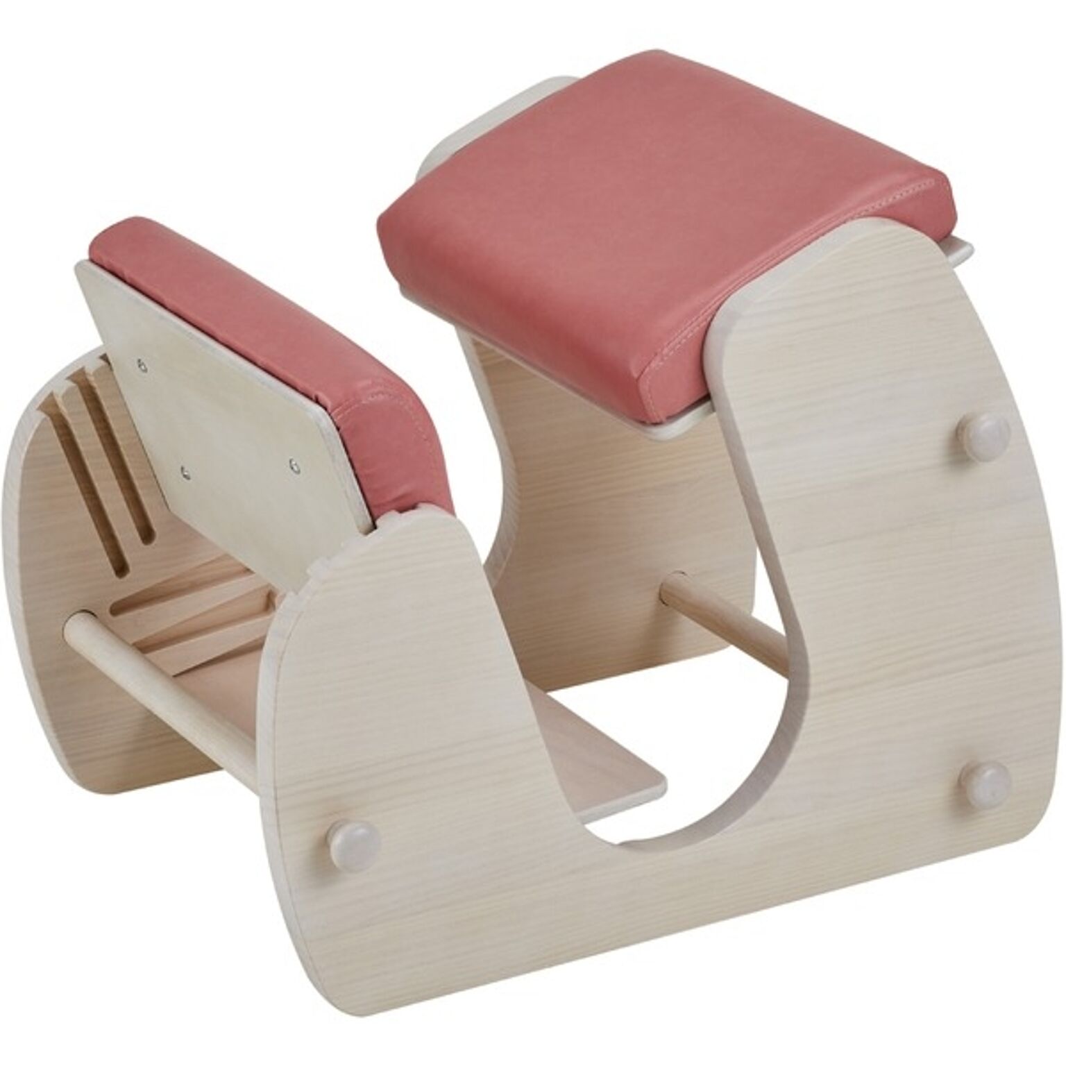 デスクチェア 学習椅子 幅51.5cm ホワイト×フローラルピンク 木製 合皮 Keepy プロポーションチェア 組立品 猫背 姿勢【代引不可】