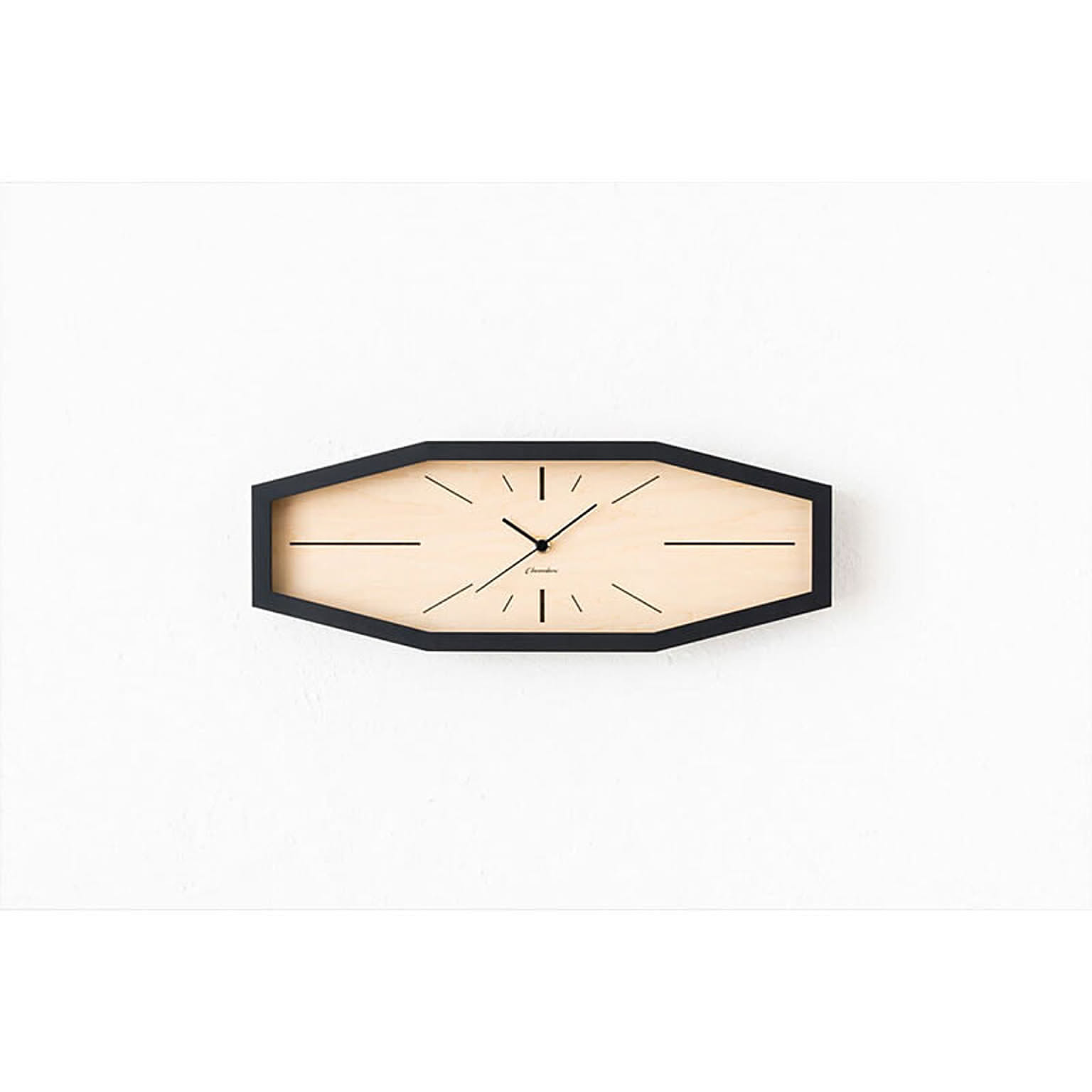 【INTERZERO/インターゼロ】LINE CLOCK ラインクロック　マットブラック　電波時計