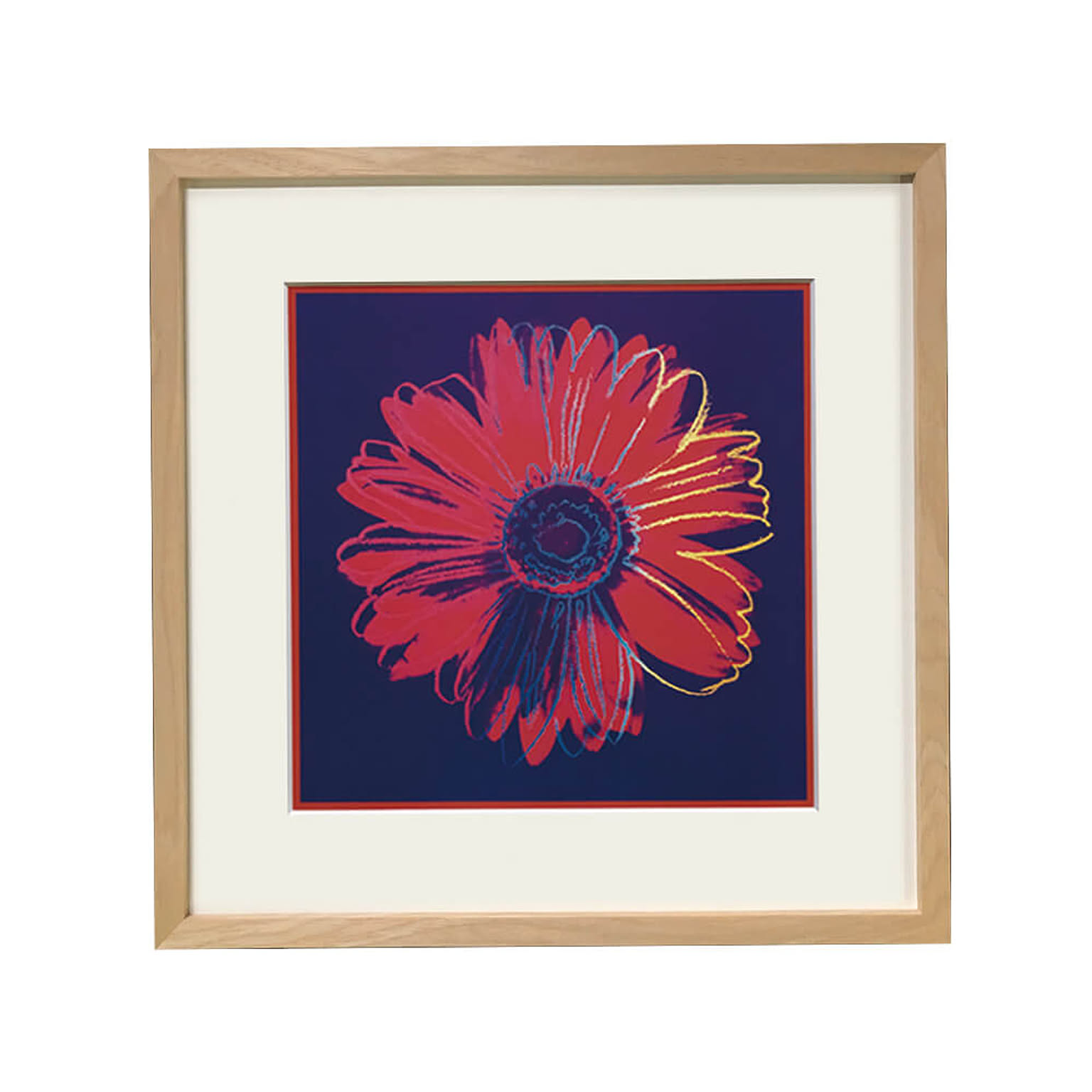 Andy Warhol（アンディ ウォーホル） Daisy c.1982(blue & red) アートポスター（フレーム付き）  m12697