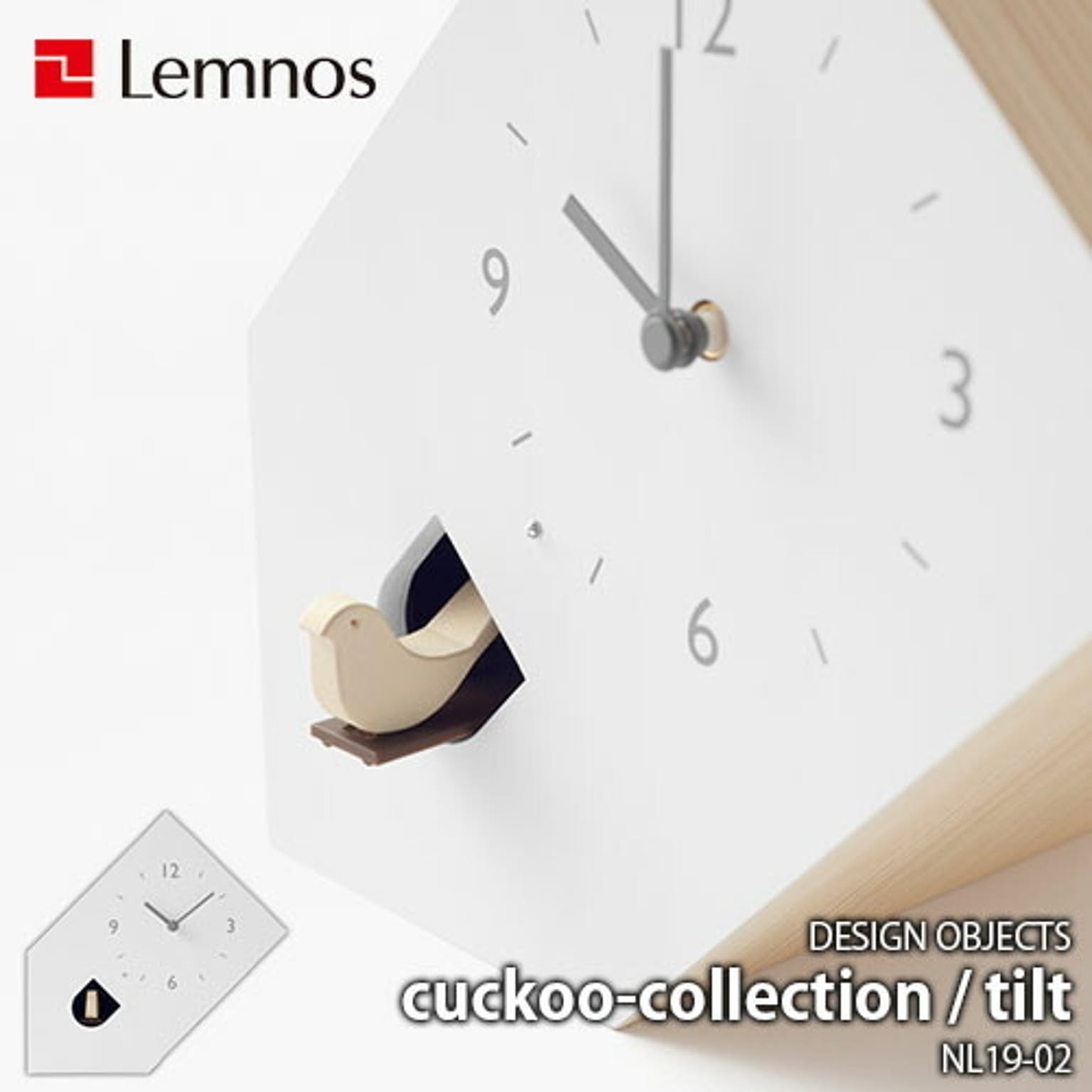 Lemnos レムノス cuckoo-collection   tilt NL19-02 置時計 置き時計 カッコー時計 鳩時計 音量2段階調整 ライトセンサー機能付