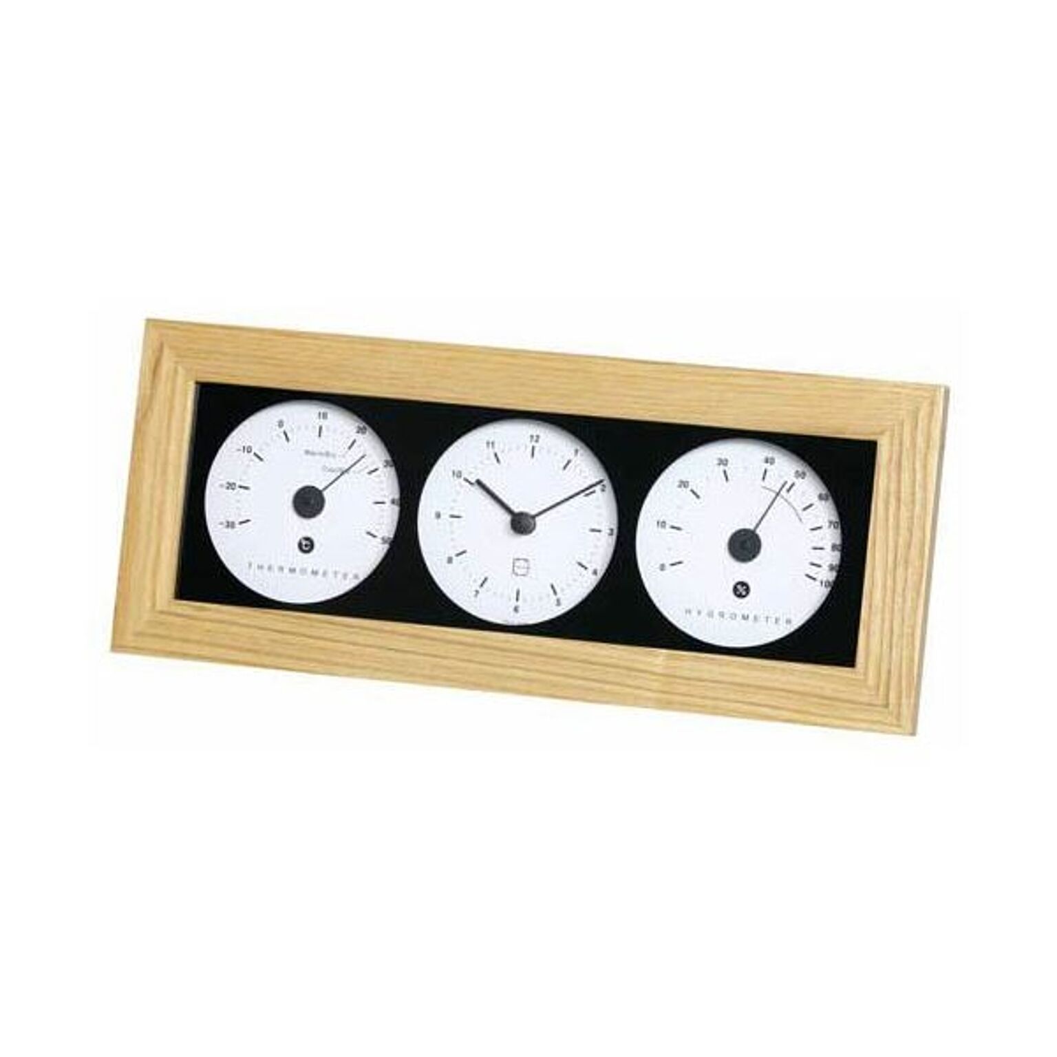 (まとめ)EMPEX 置き掛け兼用 時計 リビウッディ温・湿クロック LV-4300 ナチュラル×2セット