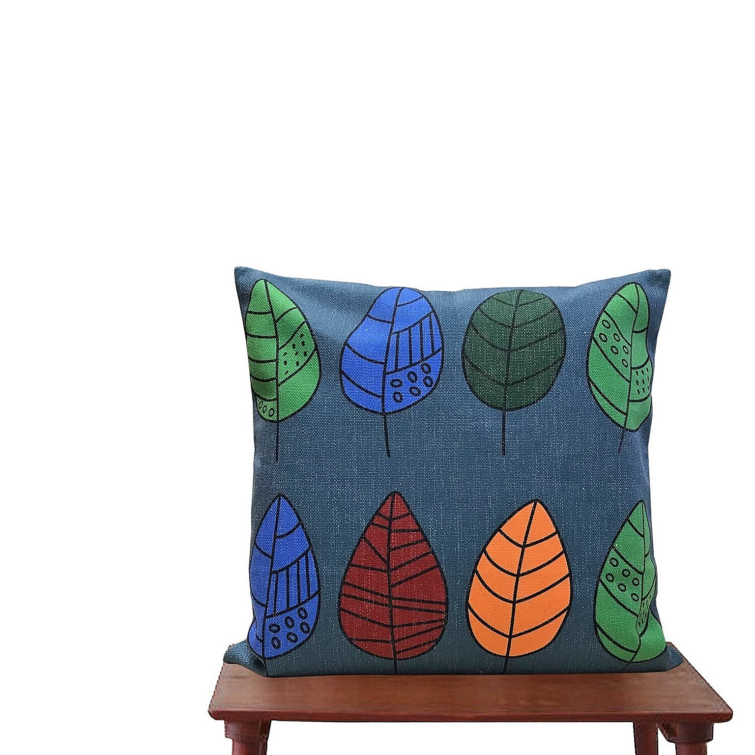 森のクッション Colorful leaf Back Deep green　-ヒノキの香り-