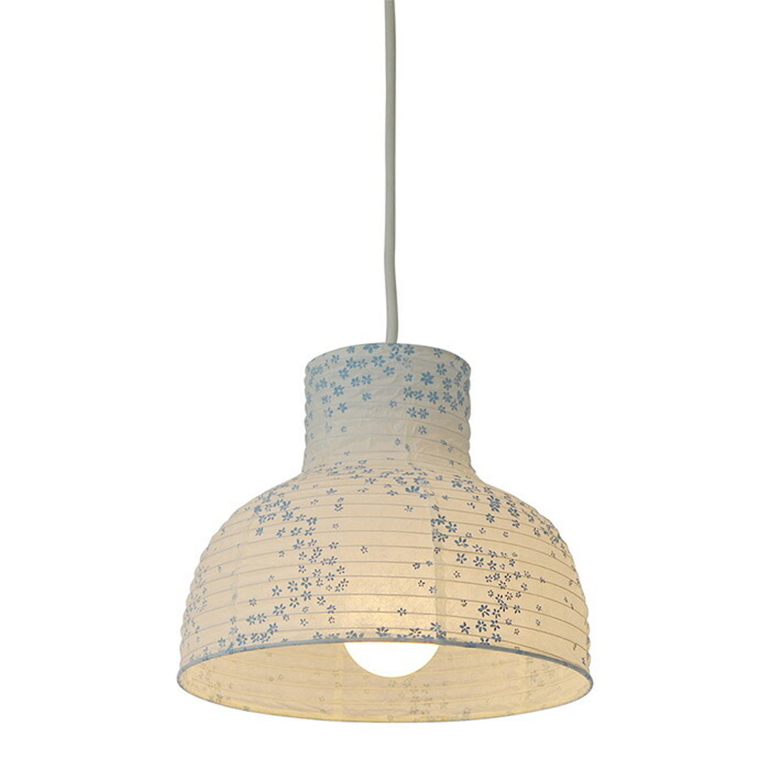 1灯 和紙 ペンダントライト cup 花舞藍 電球付属なし シェードサイズ 幅240x奥行240x高さ200mm 彩光デザイン