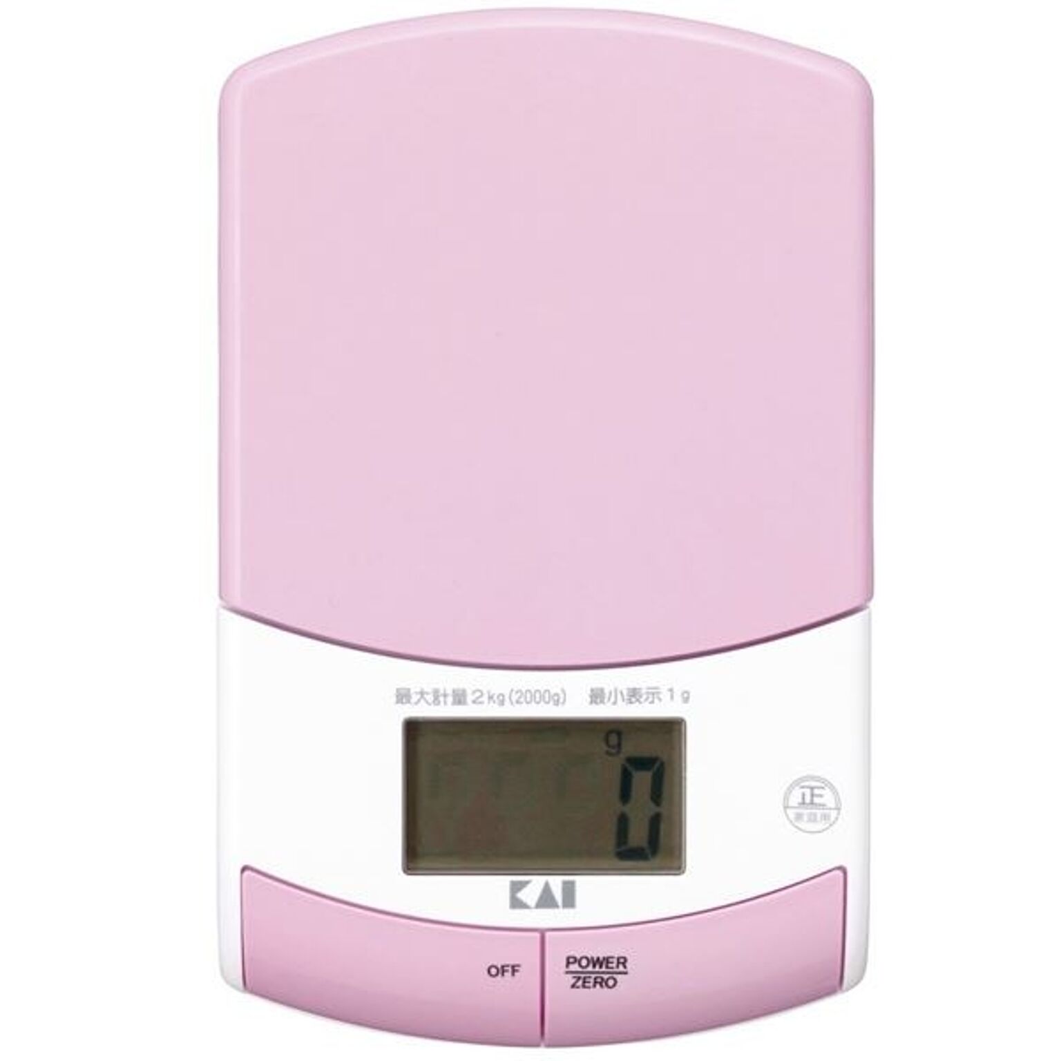 薄型クッキングスケール/計量器 デジタル コンパクト 2kg計量 ピンク 『貝印』