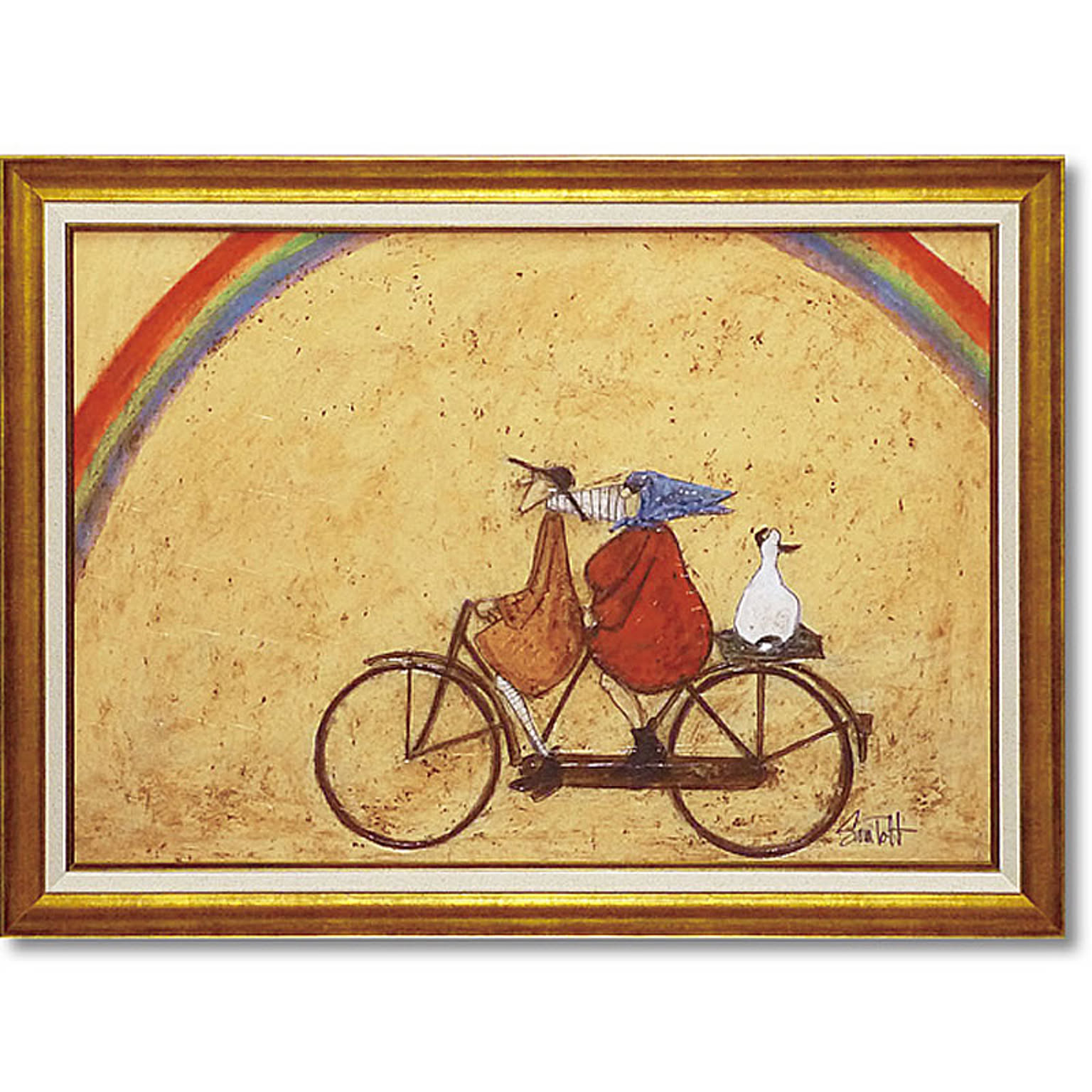 サムトフト 虹に向かって Gel加工 絵画 自転車 二人乗り インテリア 壁掛け 額入り