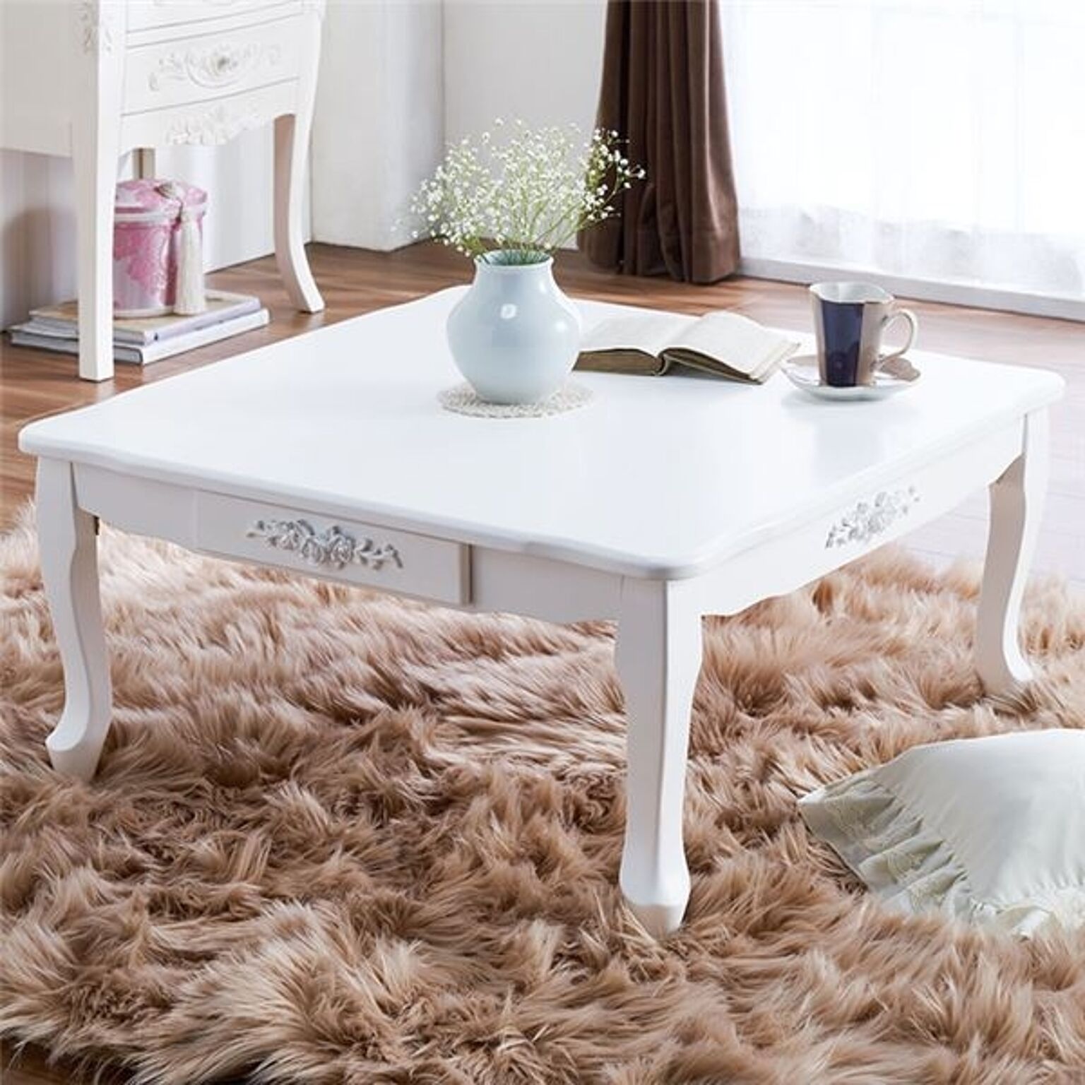 ローテーブル 猫脚 ホワイト - テーブル