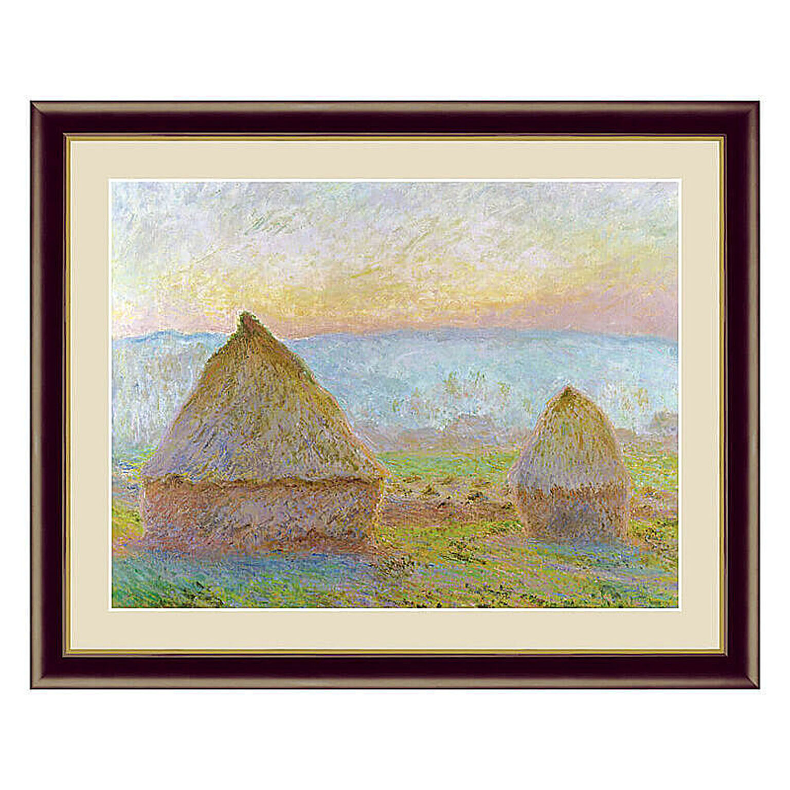 Claude Monet（クロード・モネ） ジヴェルニーの積み藁、夕日 アートポスター（フレーム付き） m10781