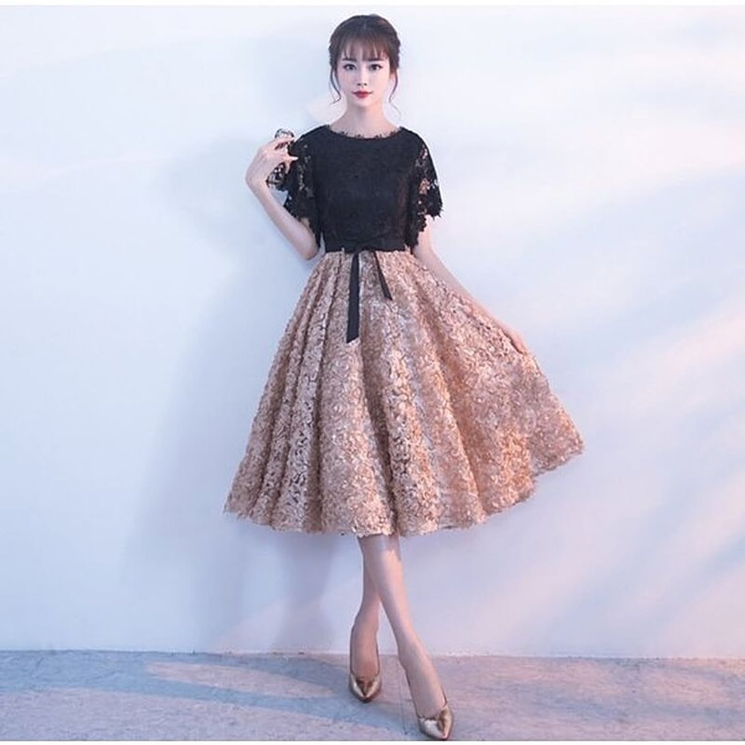 【在庫限り】リボン & ワンピース パーティードレス 演奏会 二次会 キャバ ワンピ フォーマル 衣装 披露宴 ドレス 結婚式 参観日 在庫限り】二点セット リボン & ワンピース パーティードレス 演奏会