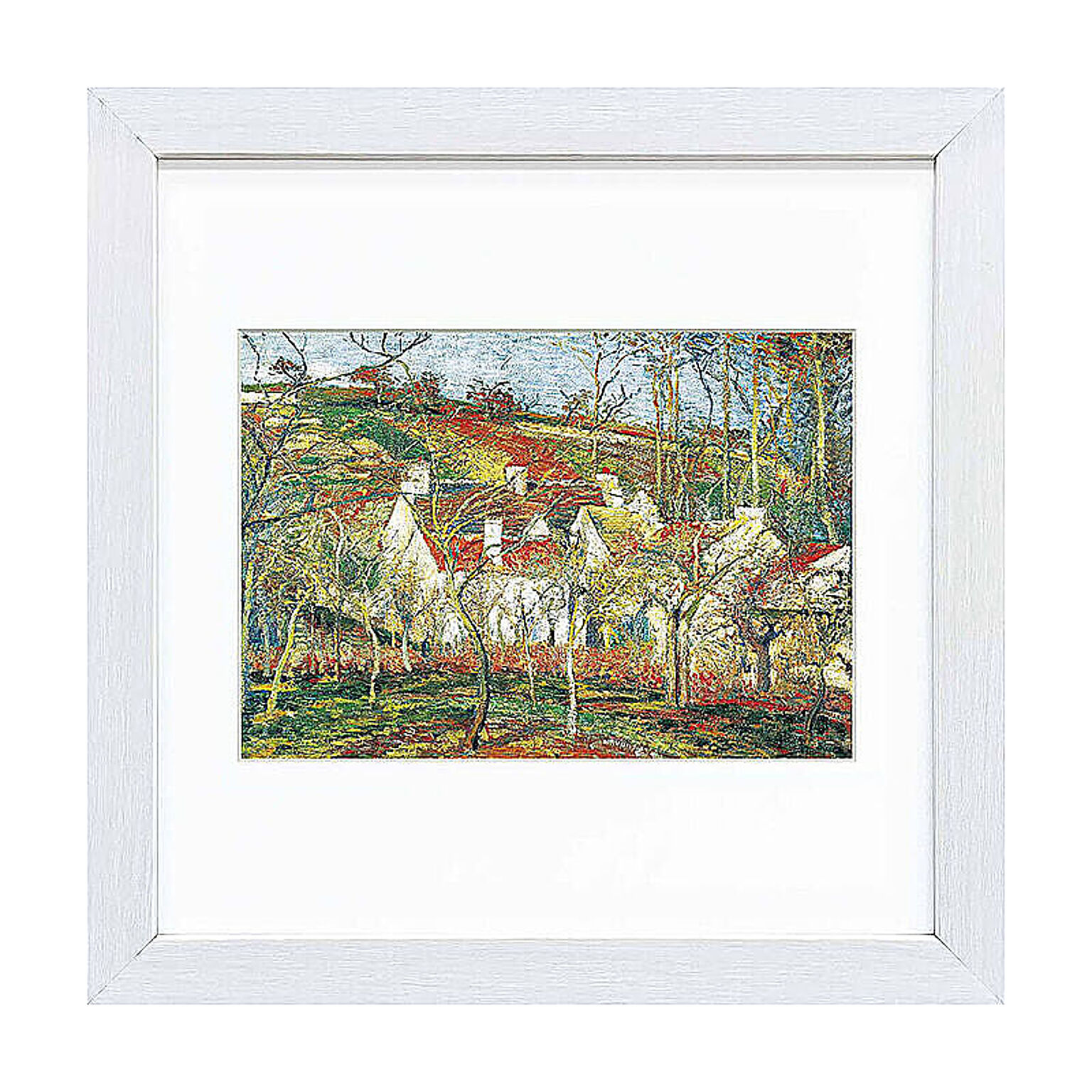 Camille Pissarro（カミーユ ピサロ） 赤い屋根 冬の効果 アートポスター（フレーム付き） m11441