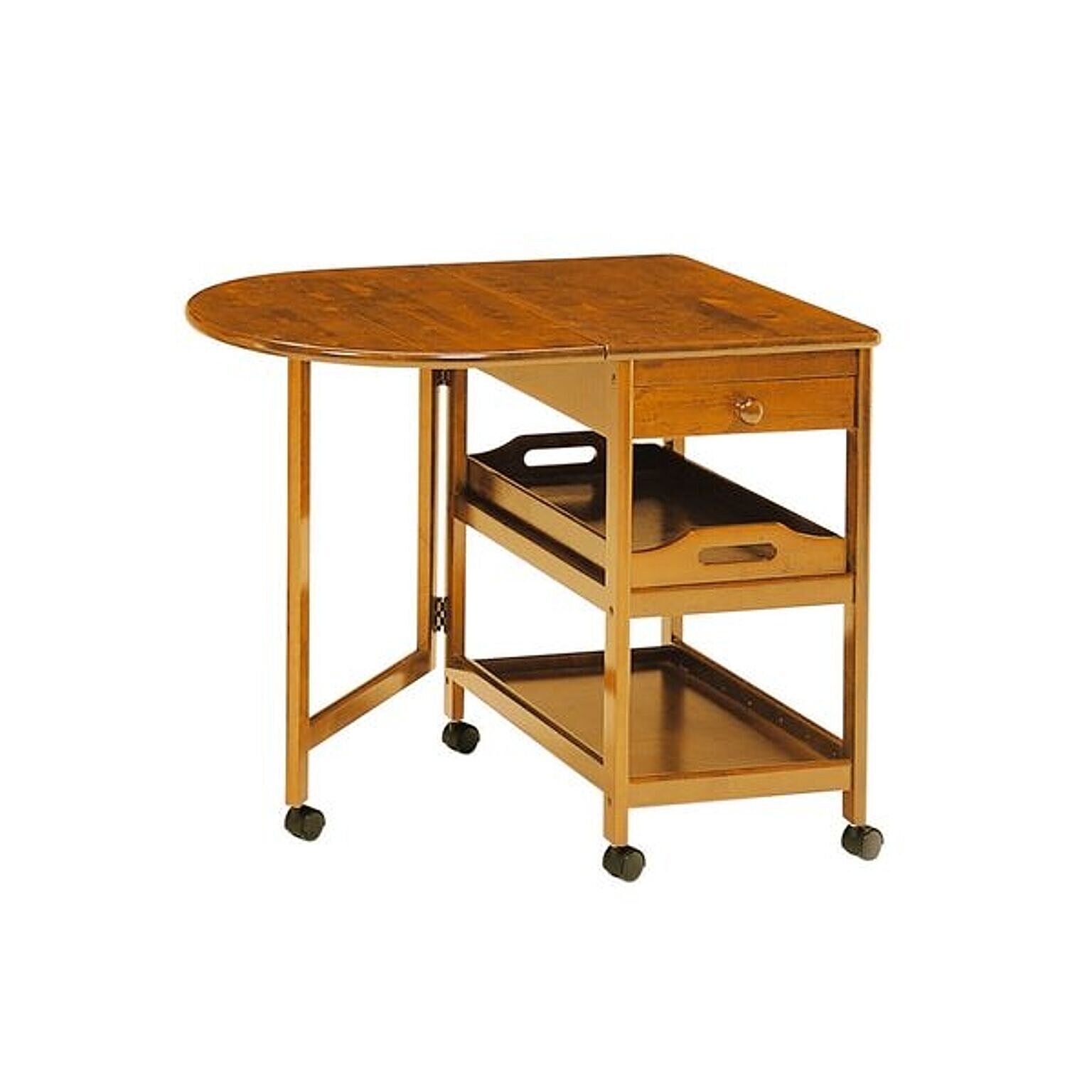 木製テーブル付きワゴン サイドテーブル 幅850mm キャスター付き 組立品【代引不可】